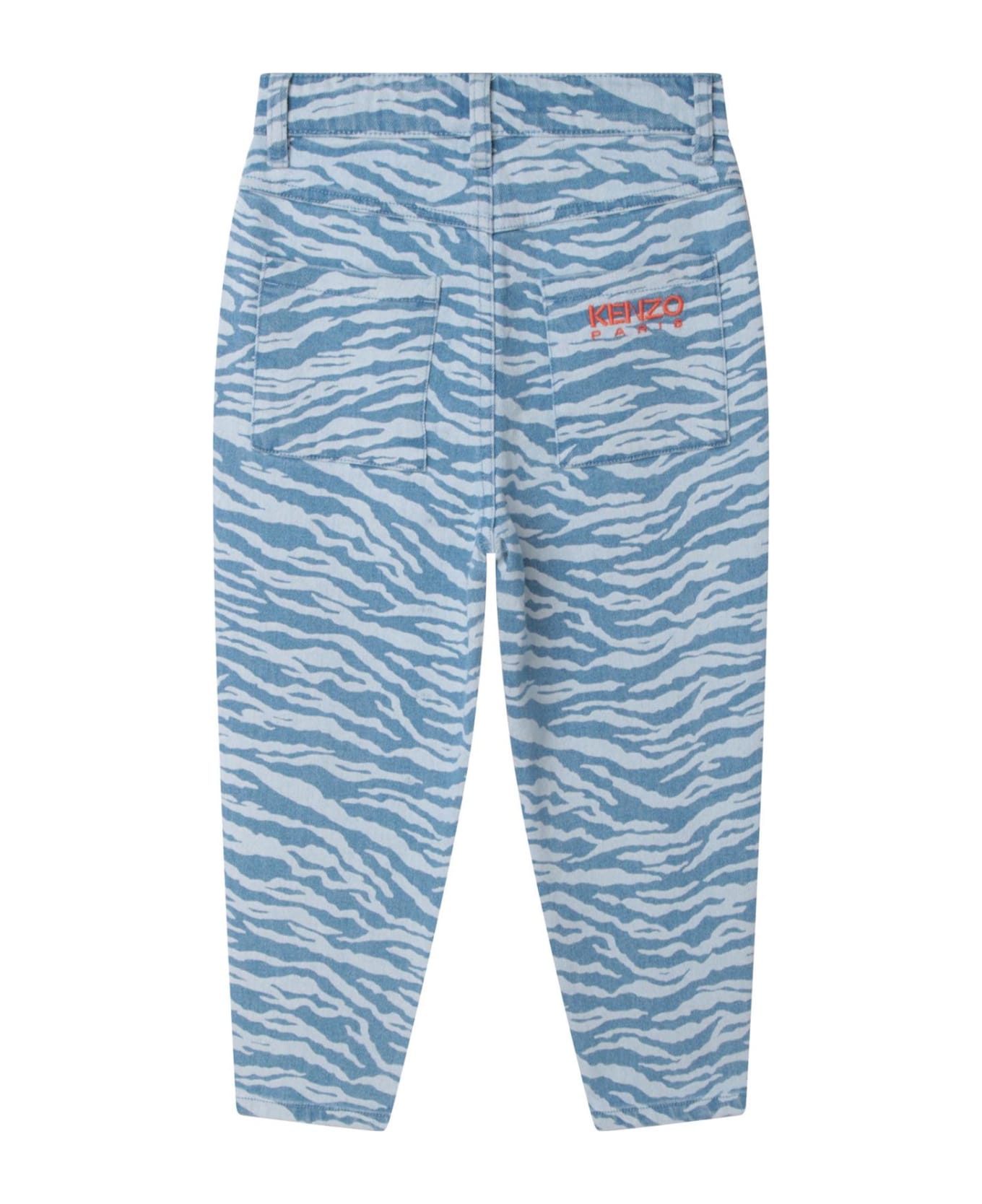 Kenzo Kids Tapered Trousers With Print - Blue