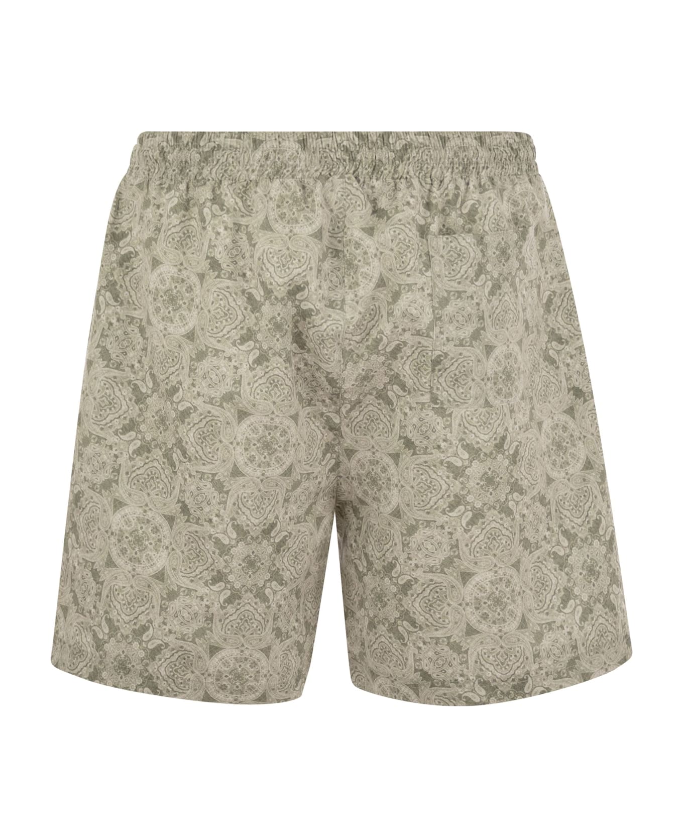 Brunello Cucinelli Beach Swimsuit With Paisley Design - Khaki