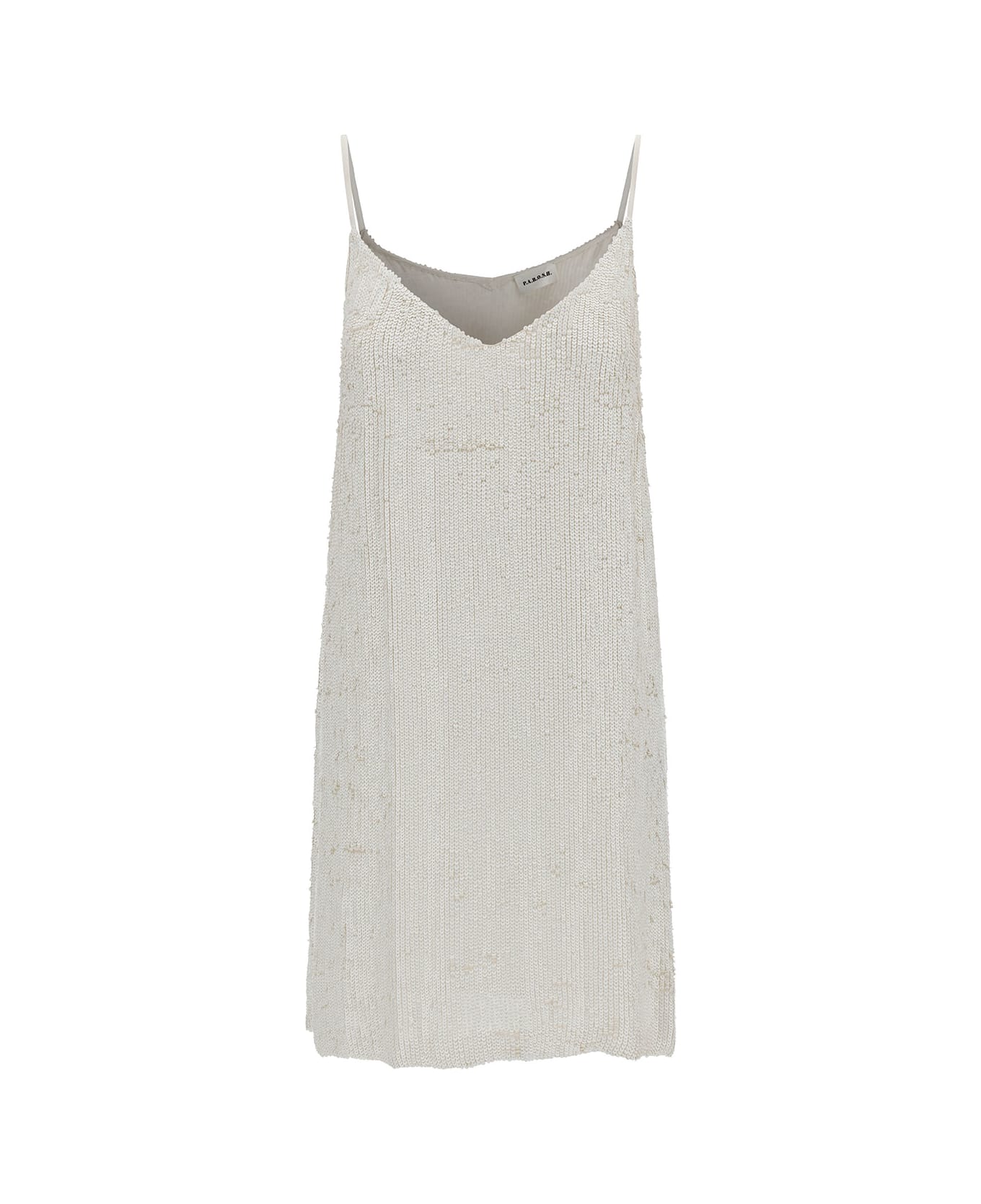 Parosh Mini White Dress With All-over Paillettes In Viscose Woman - White