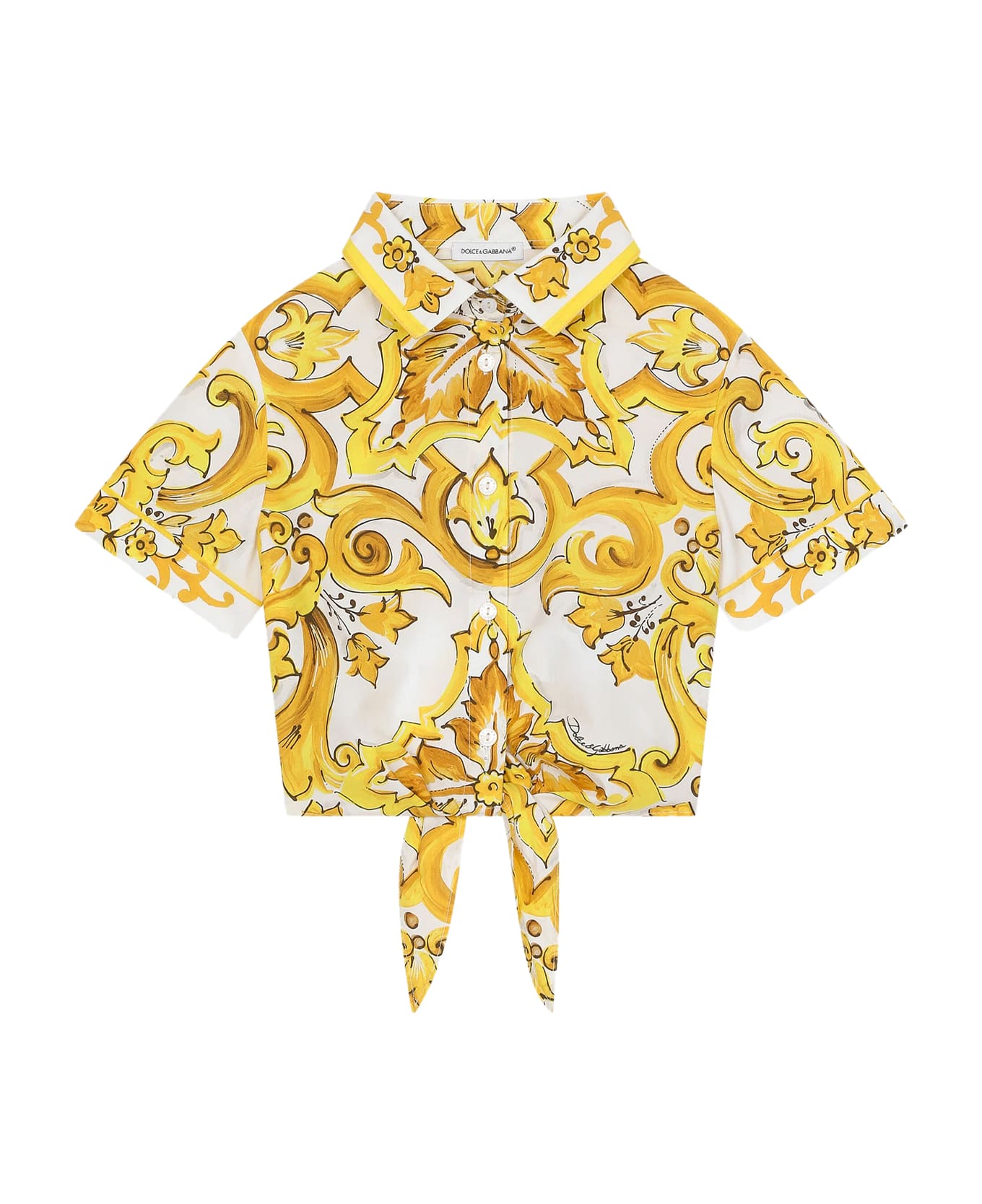 dolce Crys & Gabbana Poplin Shirt With Print - Yellow