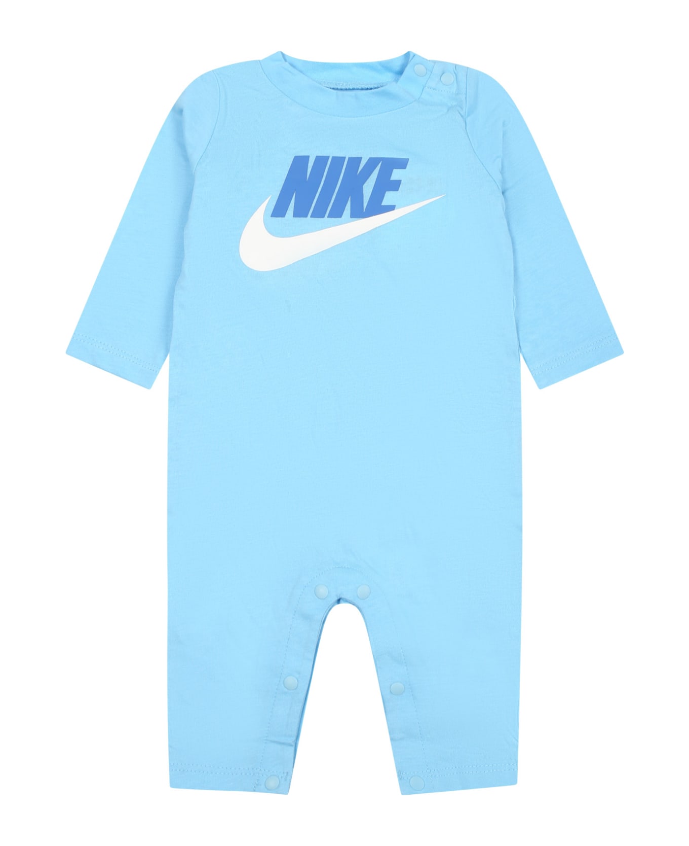Nike Light Blue Babygrow For Baby Boy With Swoosh - Light Blue ボディスーツ＆セットアップ