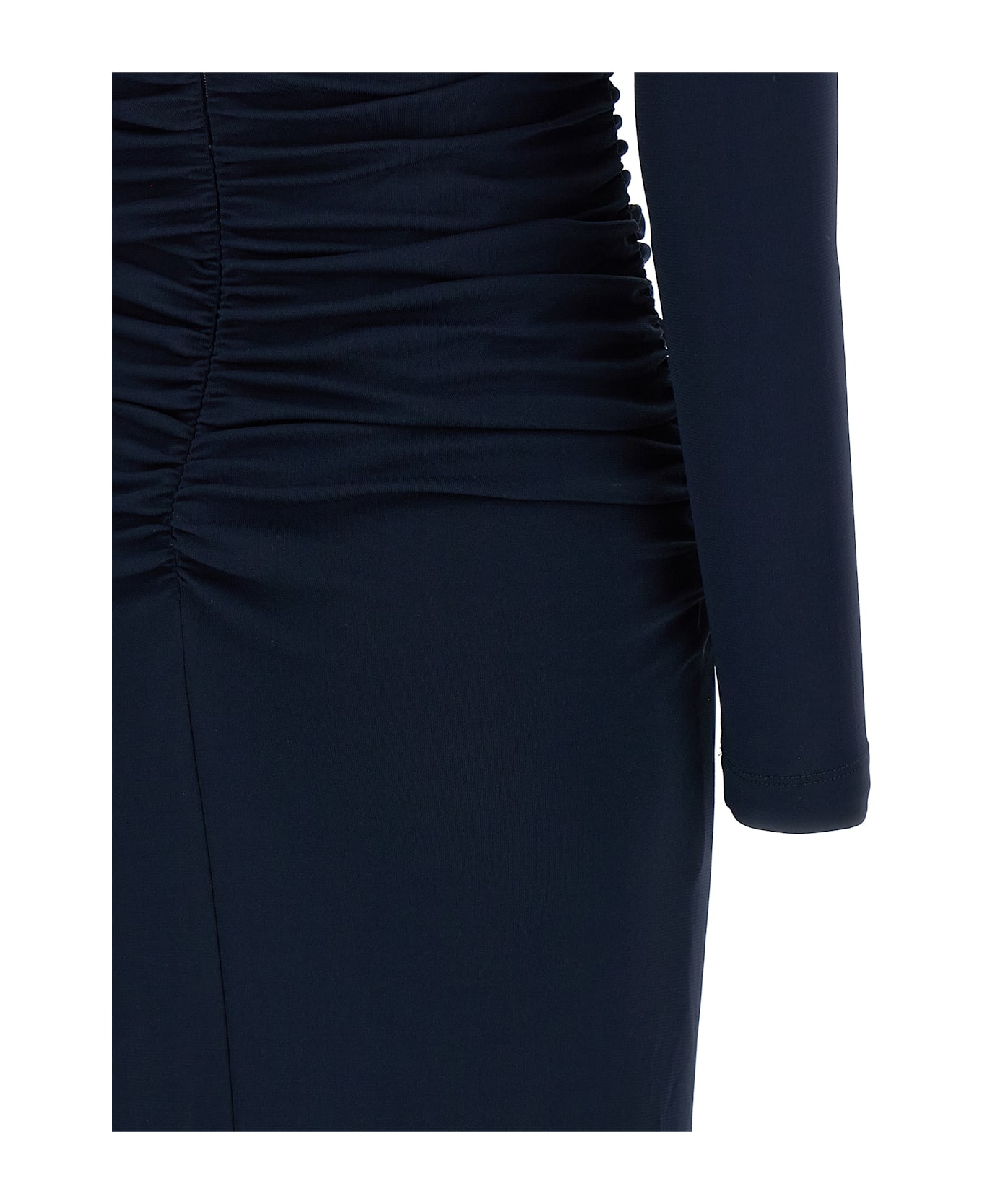 Carolina Herrera 
off-shoulder 3/4 Slv Ruched Midi
 Dress - Blue