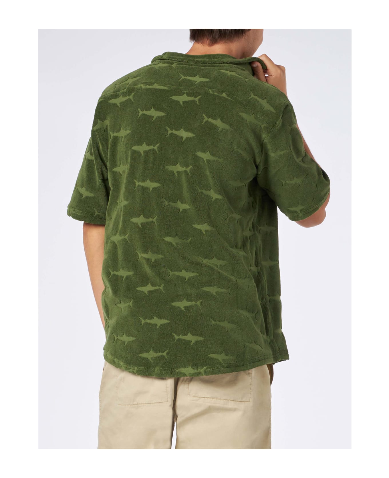MC2 Saint Barth Man Military Green Terry Shirt Riviera - GREEN