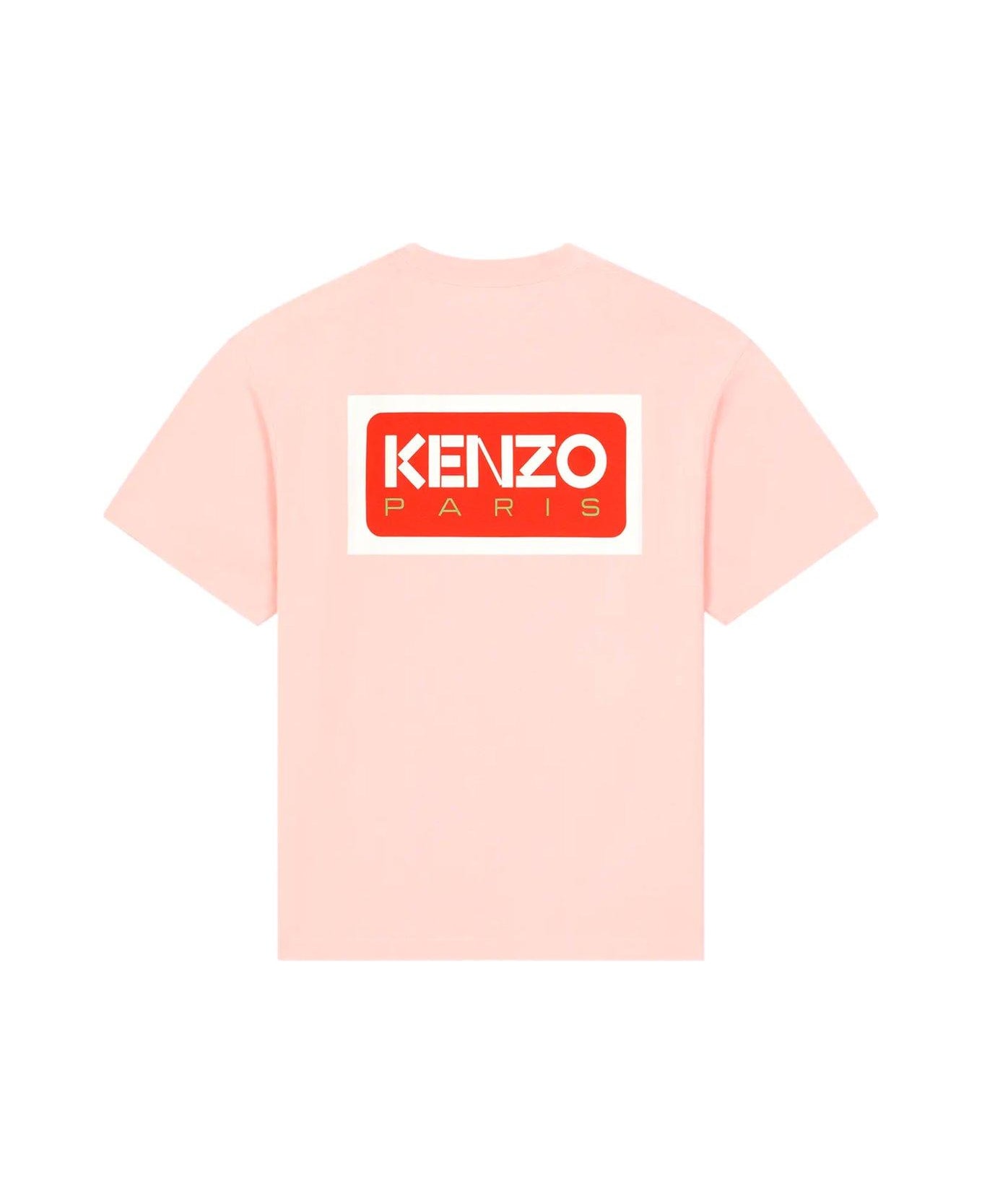 Kenzo Logo Printed Crewneck T-shirt - FADED PINK