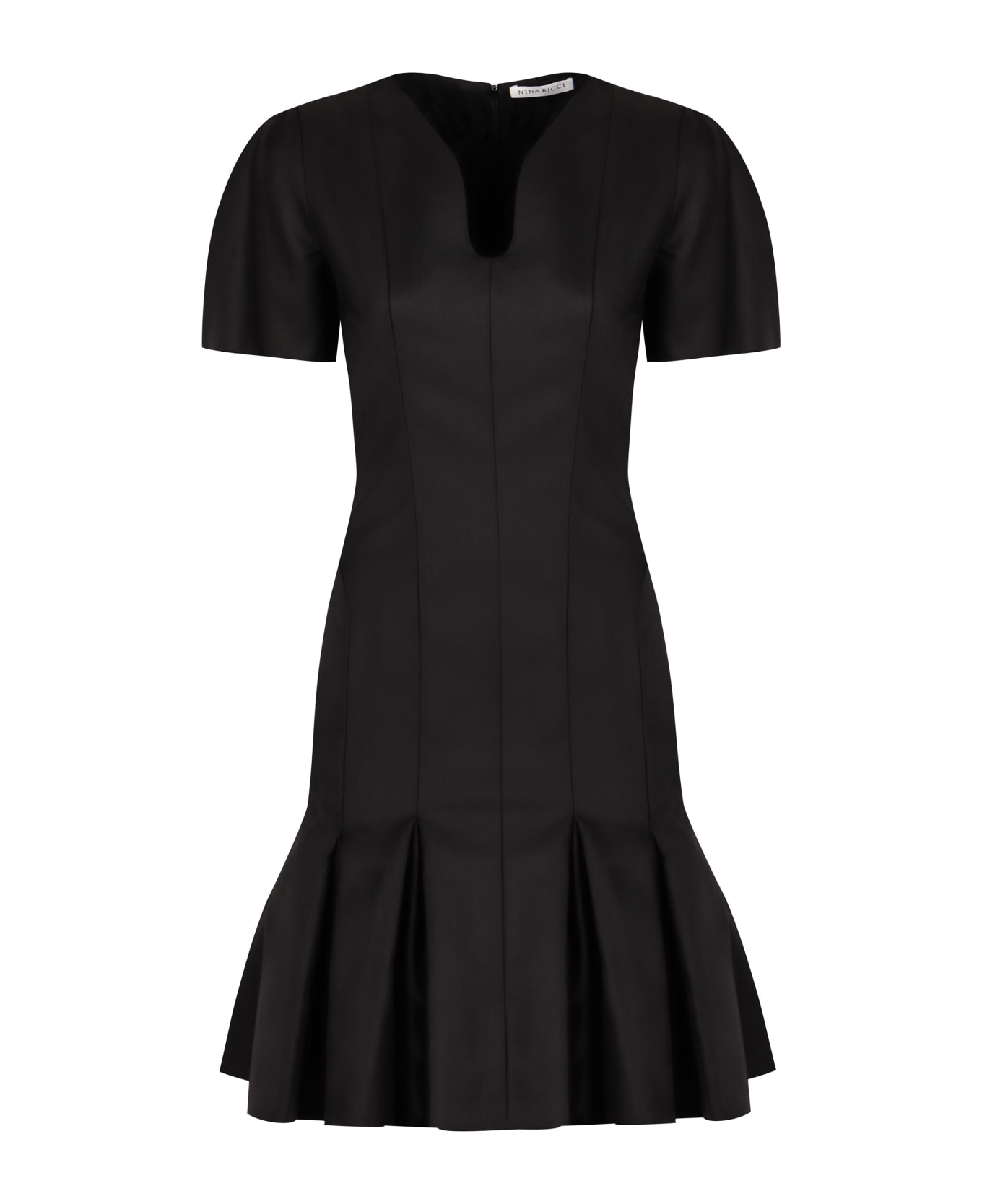 Nina Ricci Peplum Virgin Wool Dress - NERO
