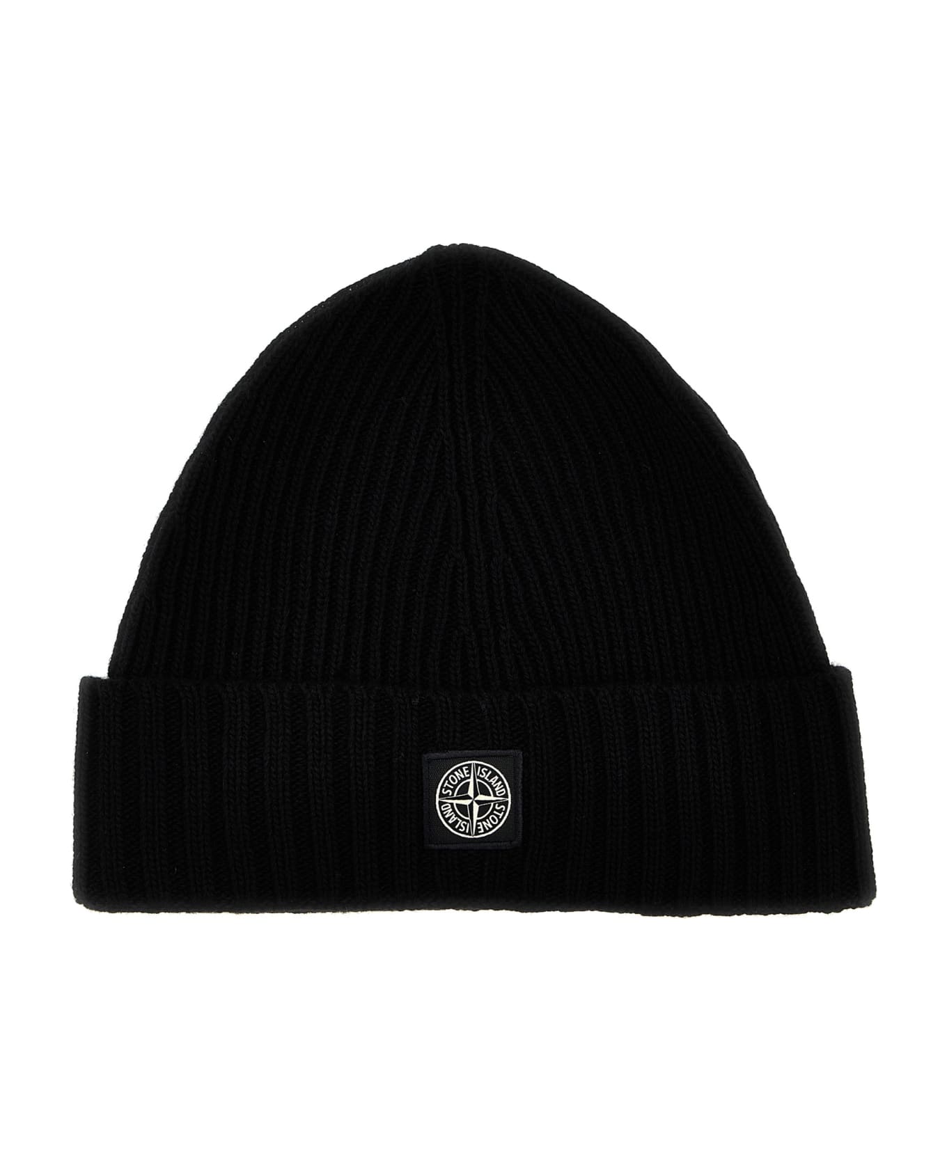 Stone Island Junior Logo Patch Beanie - Black  