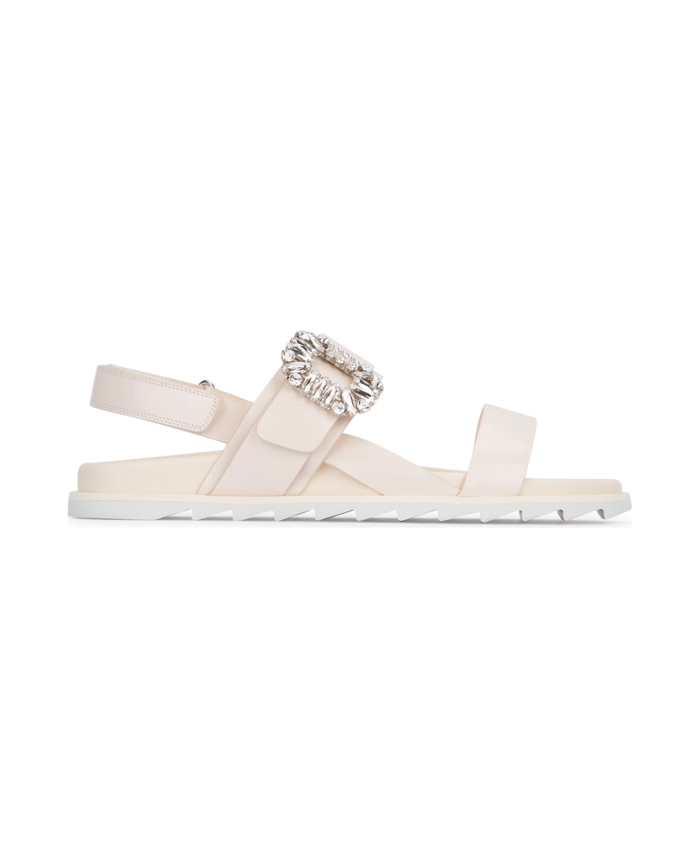 Roger Vivier Slidy Viv Strass Buckle Sandal - CIRE