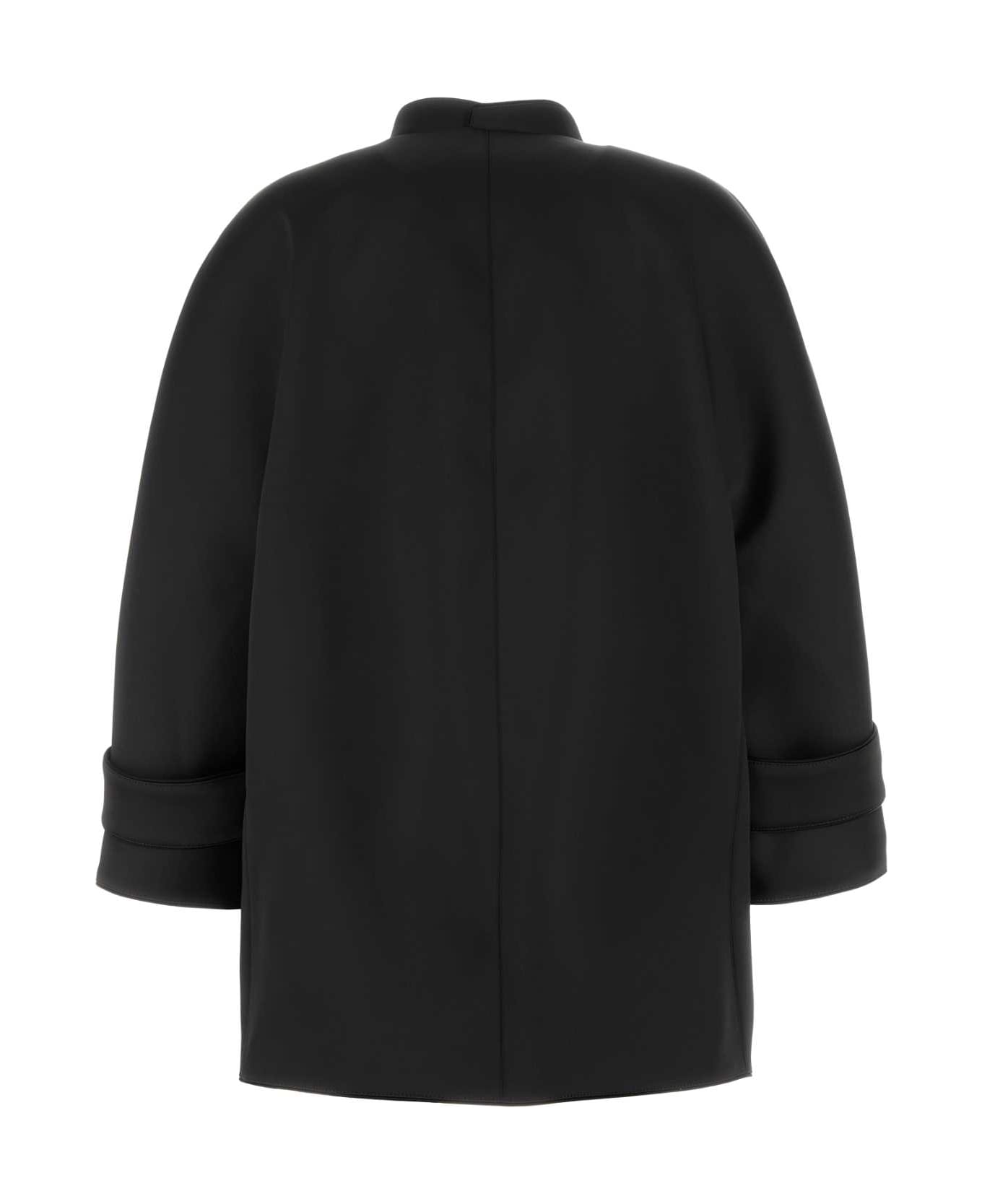 Ermanno Scervino Black Stretch Polyester Coat - 95708
