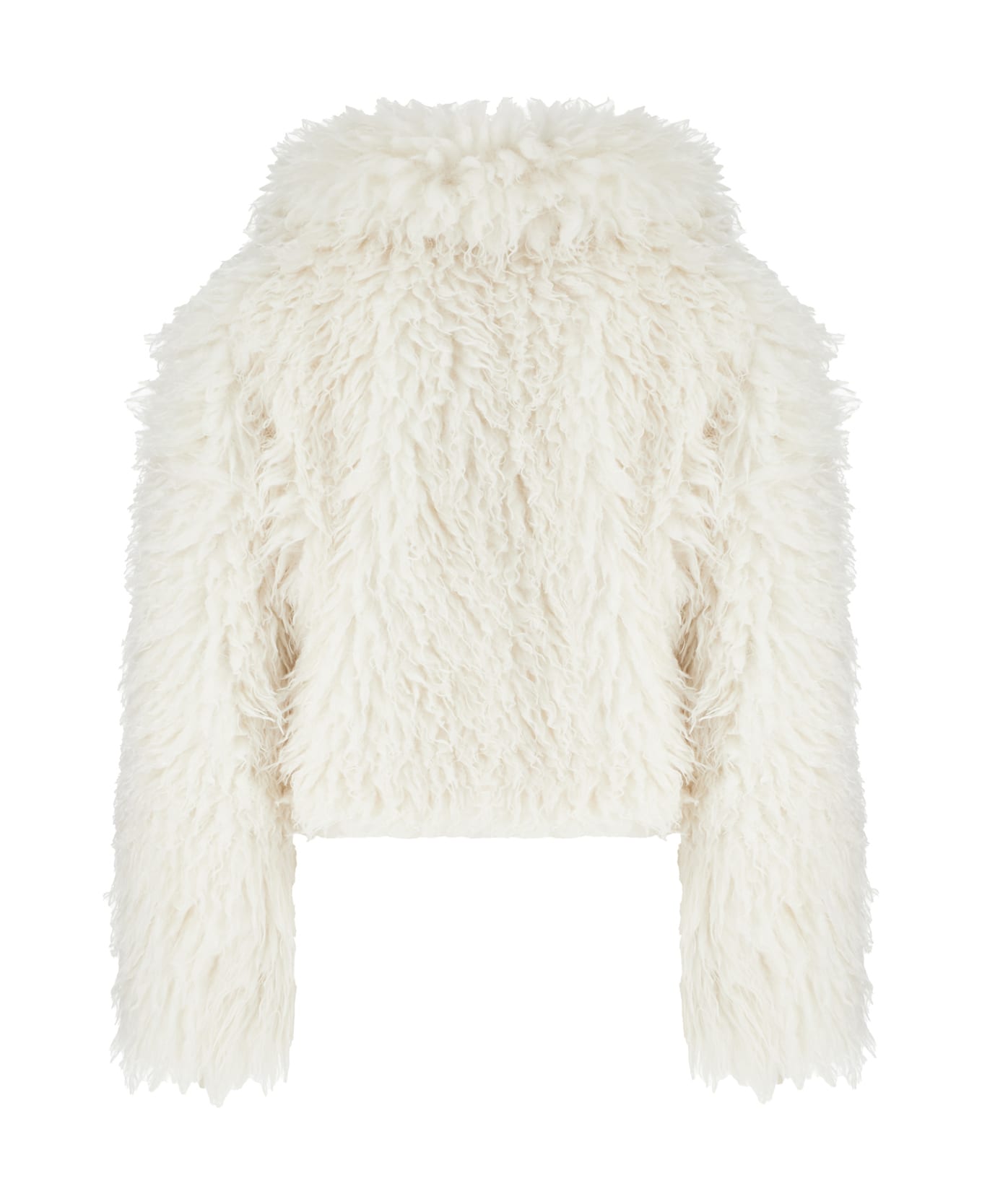 Michael Kors White Faux Fur Coat - Bone