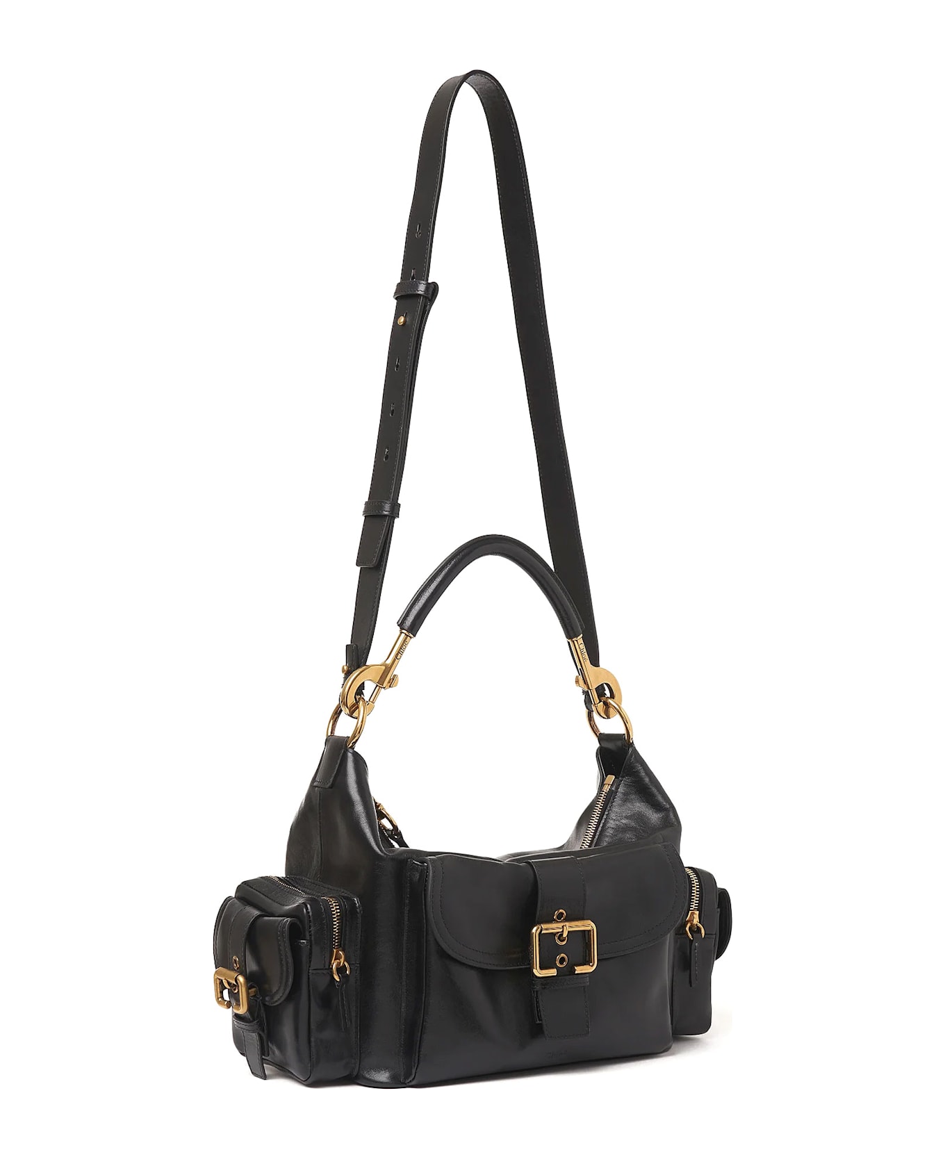 Chloé Medium Double Carry Leather Shoulder Bag - Black