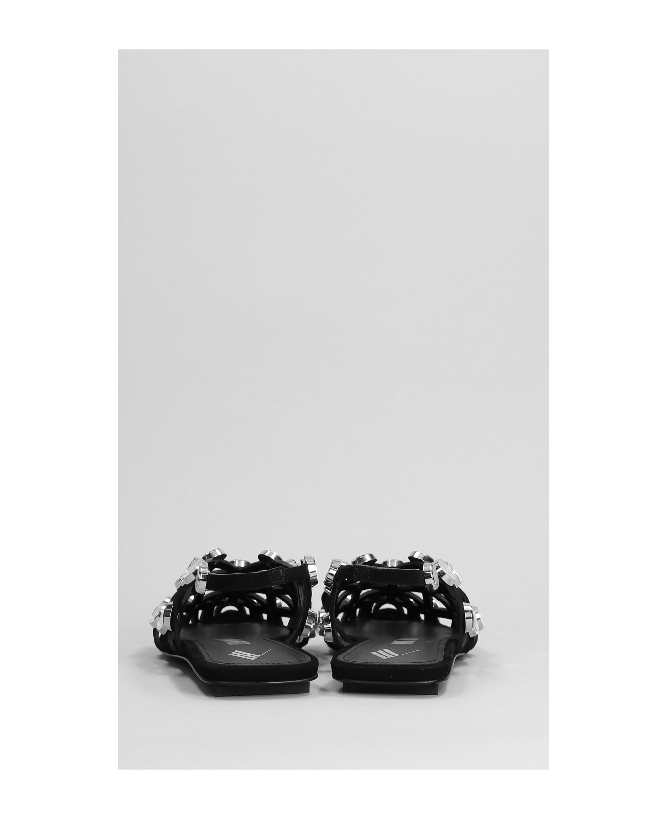 The Attico Grid Ballet Flats In Black Leather - black