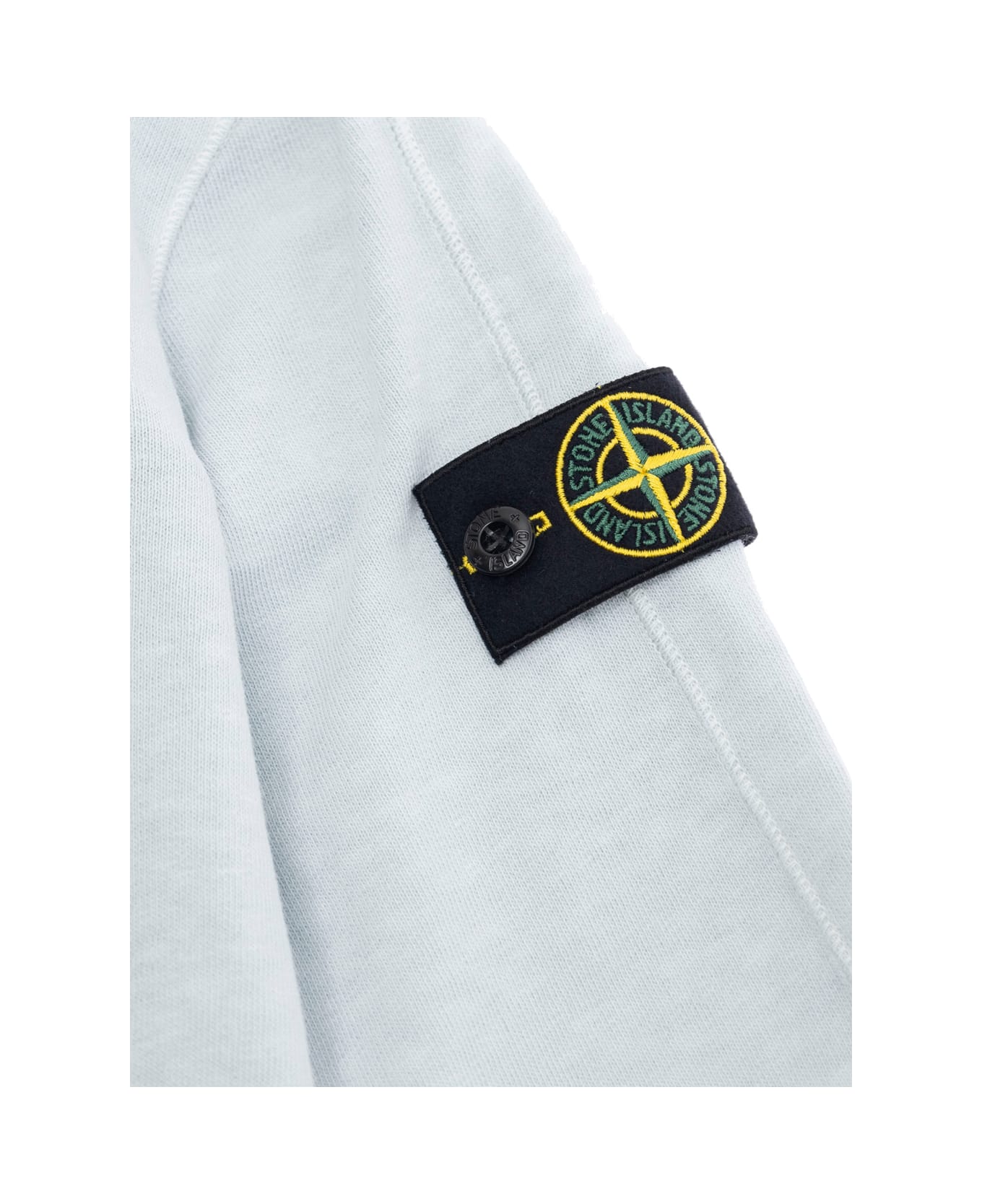 Stone Island Junior Light Blue Sweatshirt With Round Neck And Logo Patch On The Sleeve In Cotton Boy - Light blue