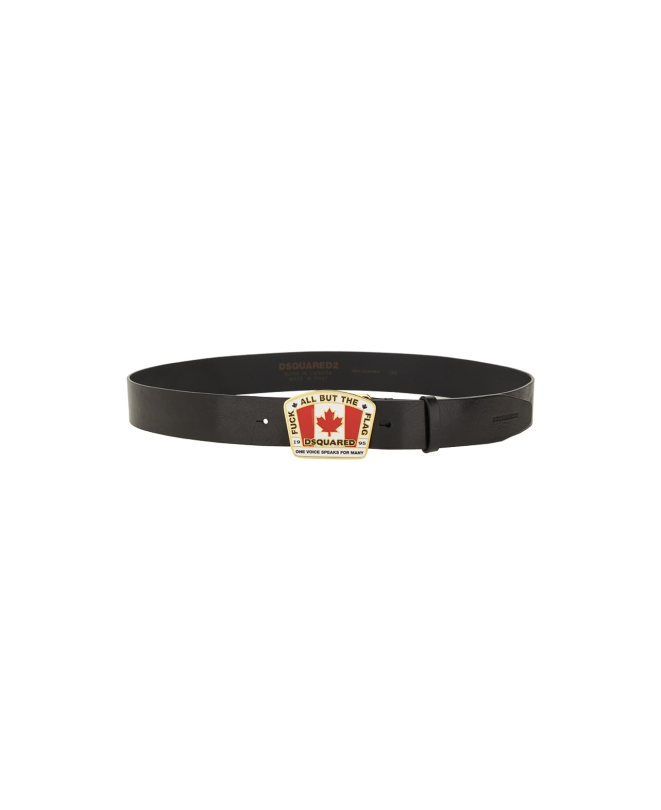 Dsquared2 "canadian Flag" License Plate Belt - BLACK