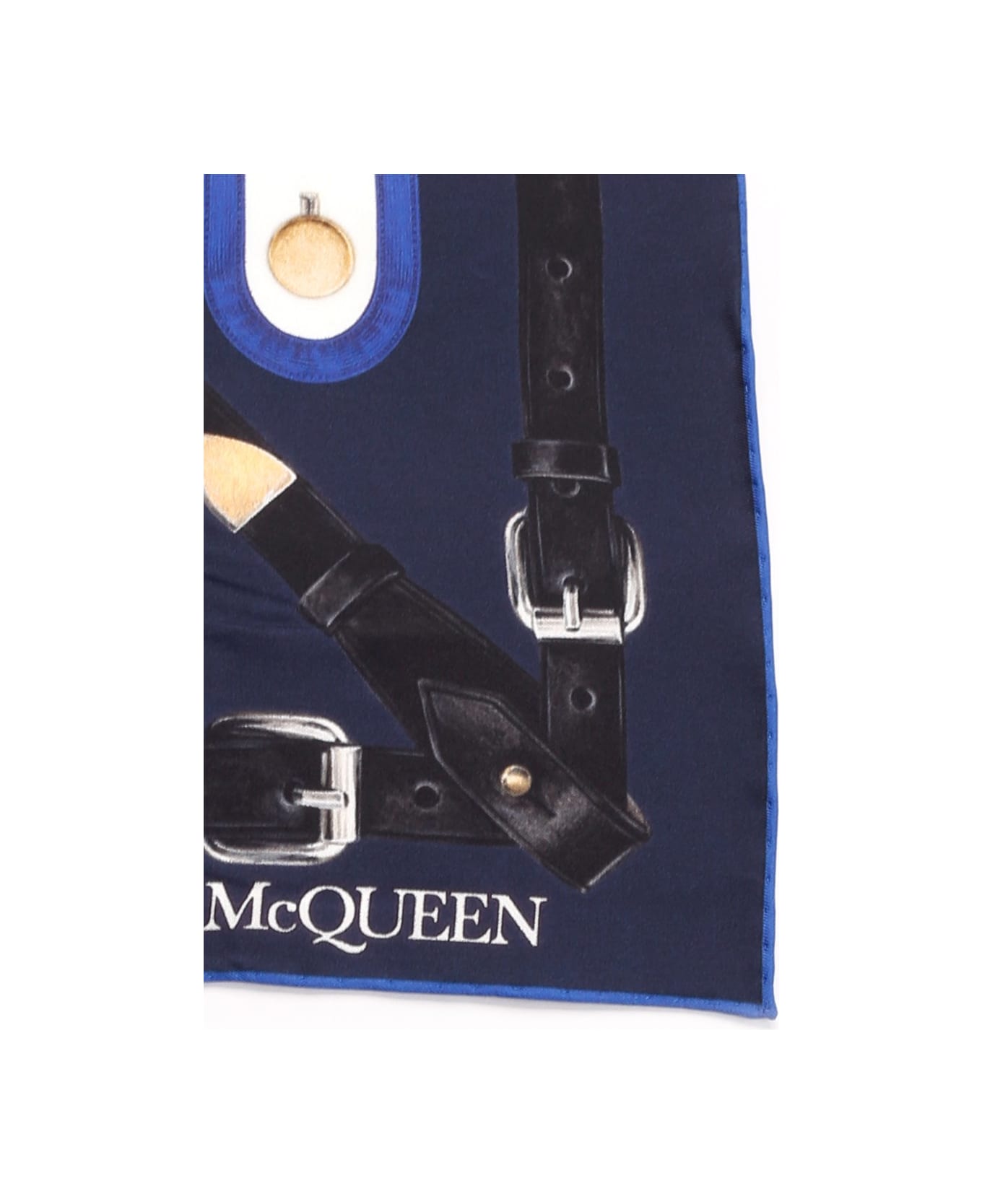 Alexander McQueen Silk Scarf With Print - Navy/ivory スカーフ＆ストール