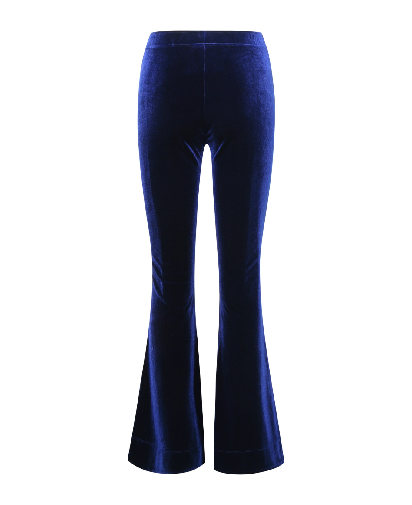Ganni 'flared' Blue Velvet Jersey Pants - Total Eclipse