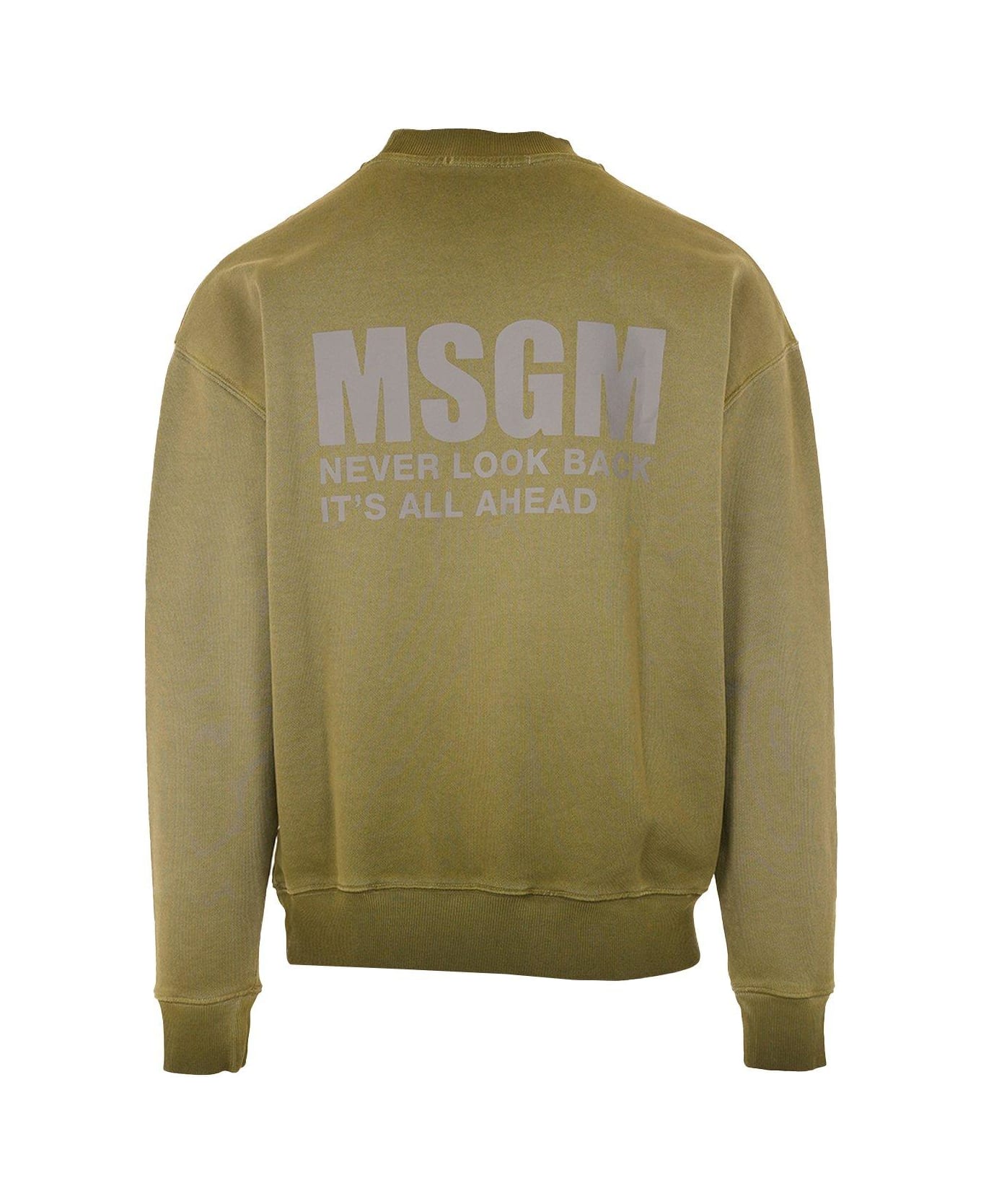 MSGM Logo Printed Crewneck Sweatshirt - Green