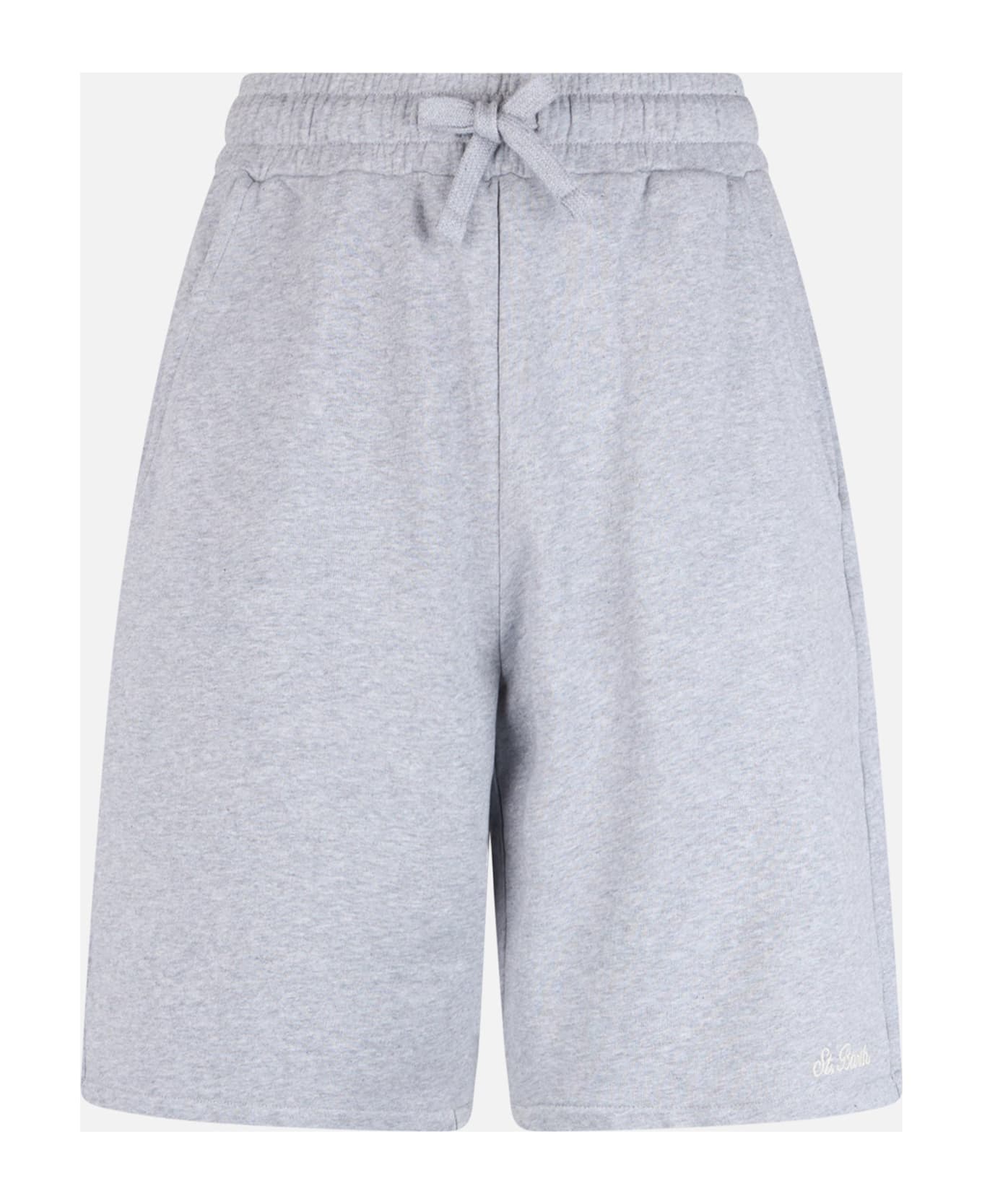 MC2 Saint Barth Man Mélange Grey Cotton Fleece Bermuda Shorts Randle - GREY