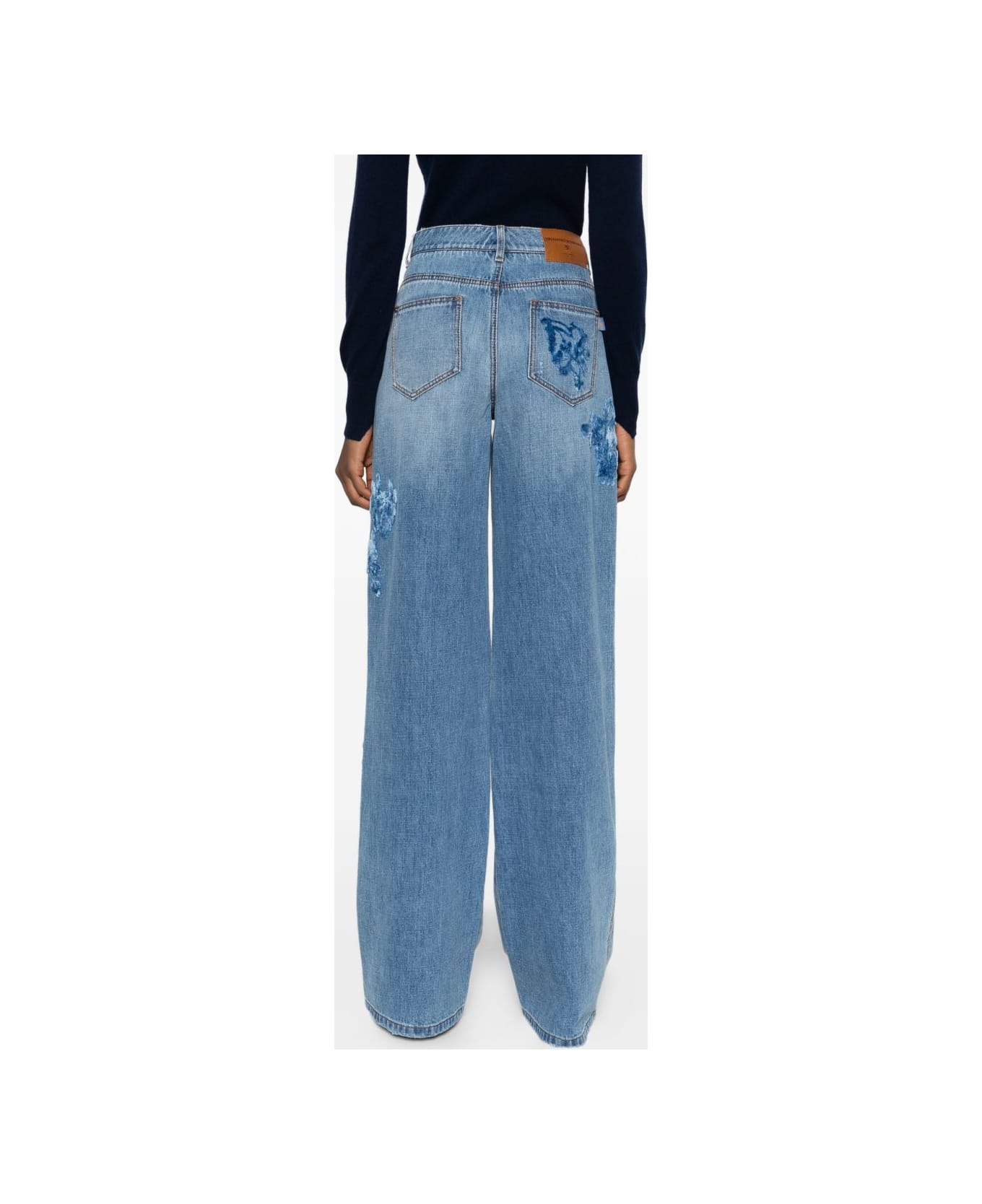 Ermanno Scervino Embroidered Denim Jeans - Clear Blue