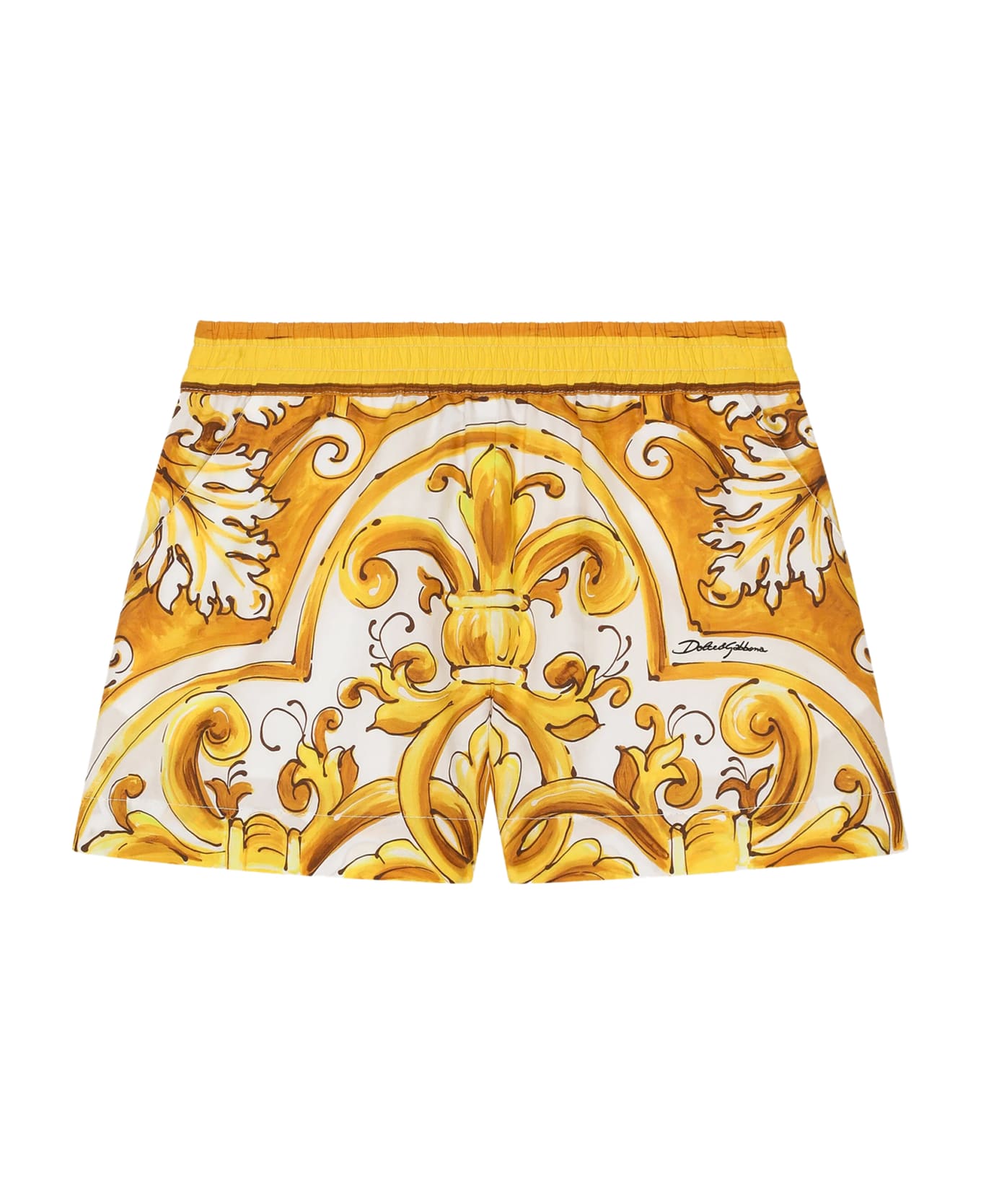 Dolce & Gabbana Poplin Shorts With Print - Yellow