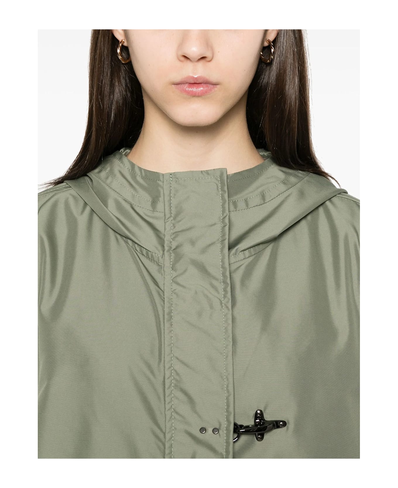 Fay Short Parka In Technical Poplin - Green