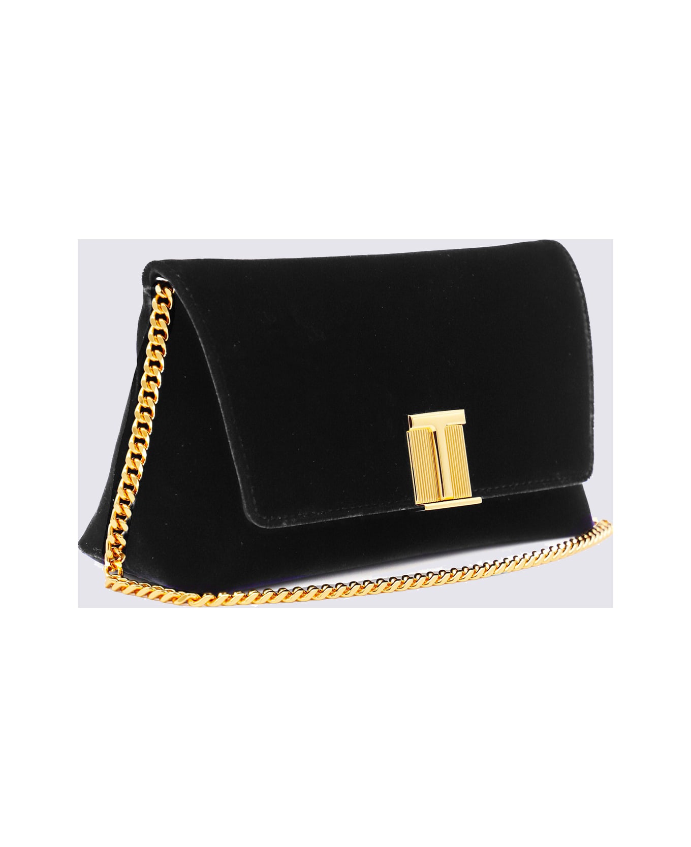 Tom Ford Black Velvet And Viscose Shoulder Bag - Black