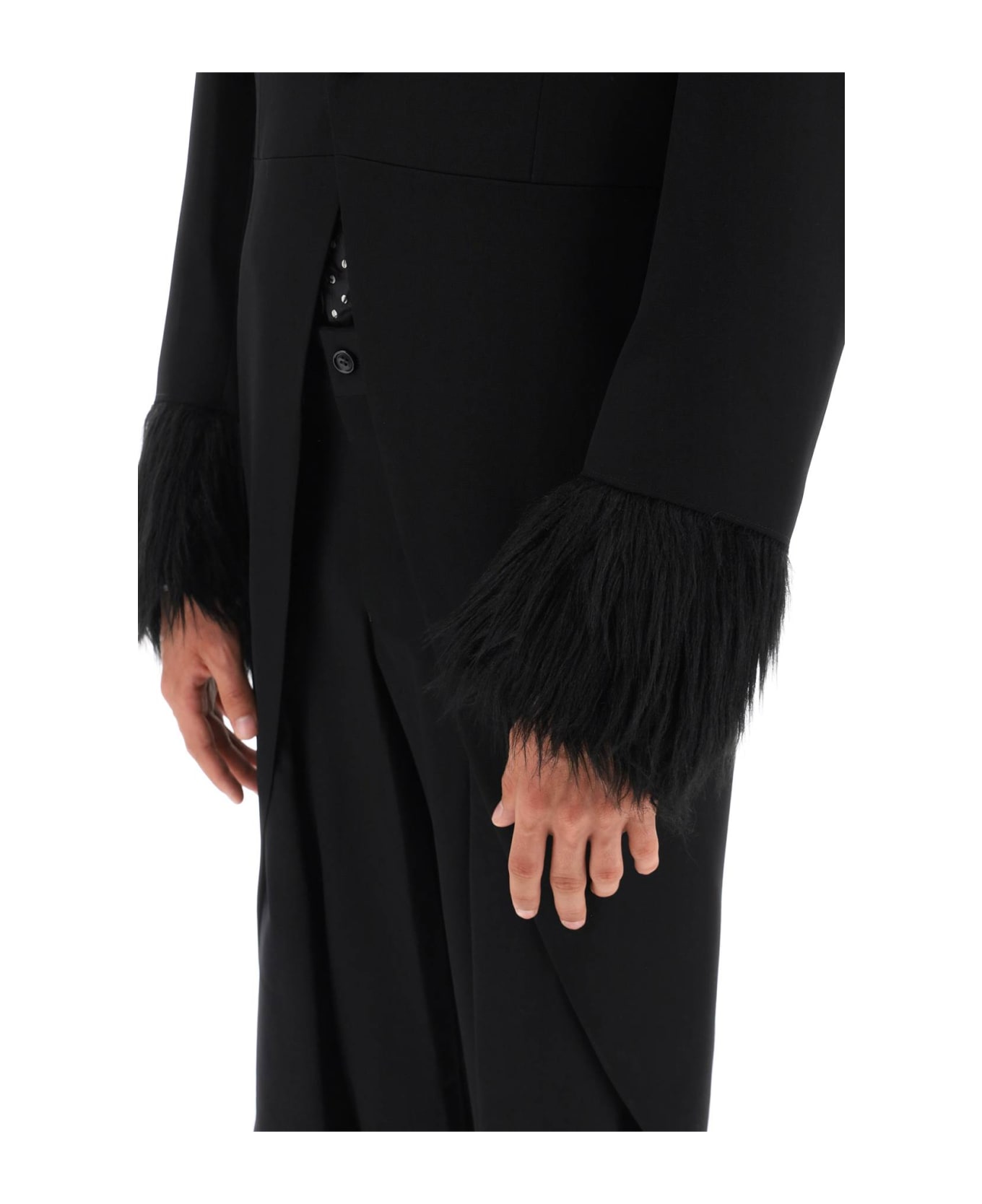 Comme Des Garçons Homme Plus Tailcoat With Eco-fur Inserts - BLACK BLACK (Black)