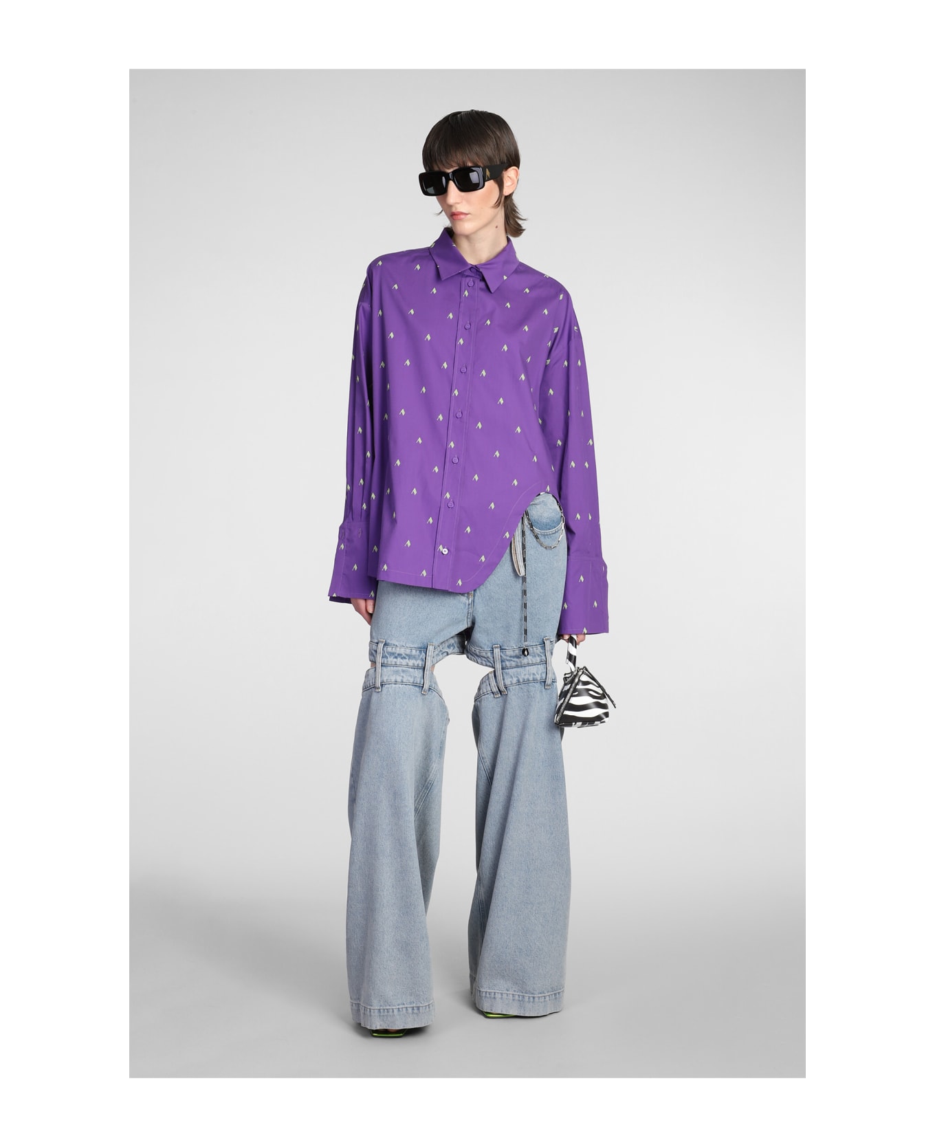 The Attico All-over Patterned Button-up Shirt - PURPLELIGHTGREEN