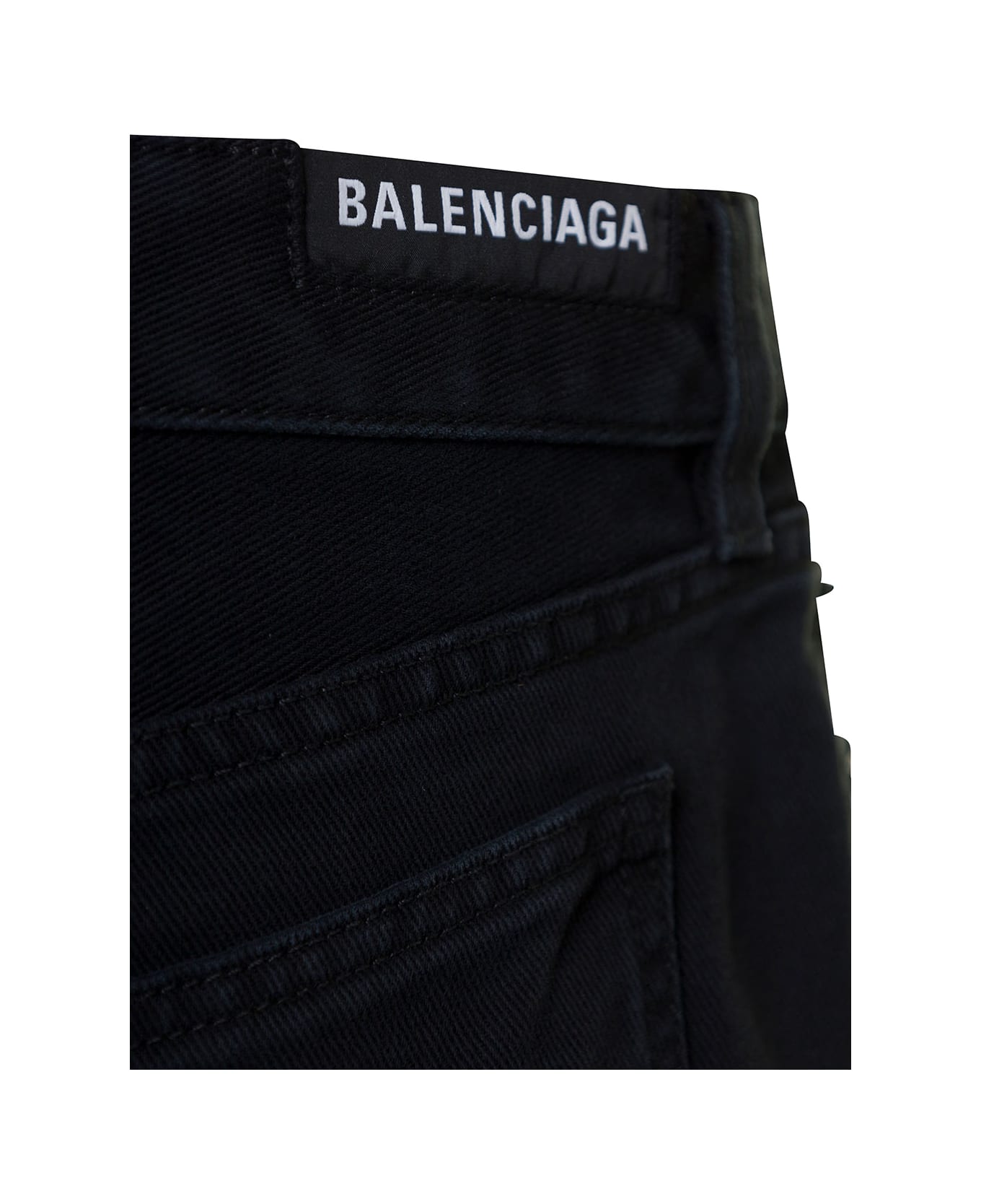 Balenciaga Black Miniskirt With Raw-cut Hem In Cotton Woman - Black
