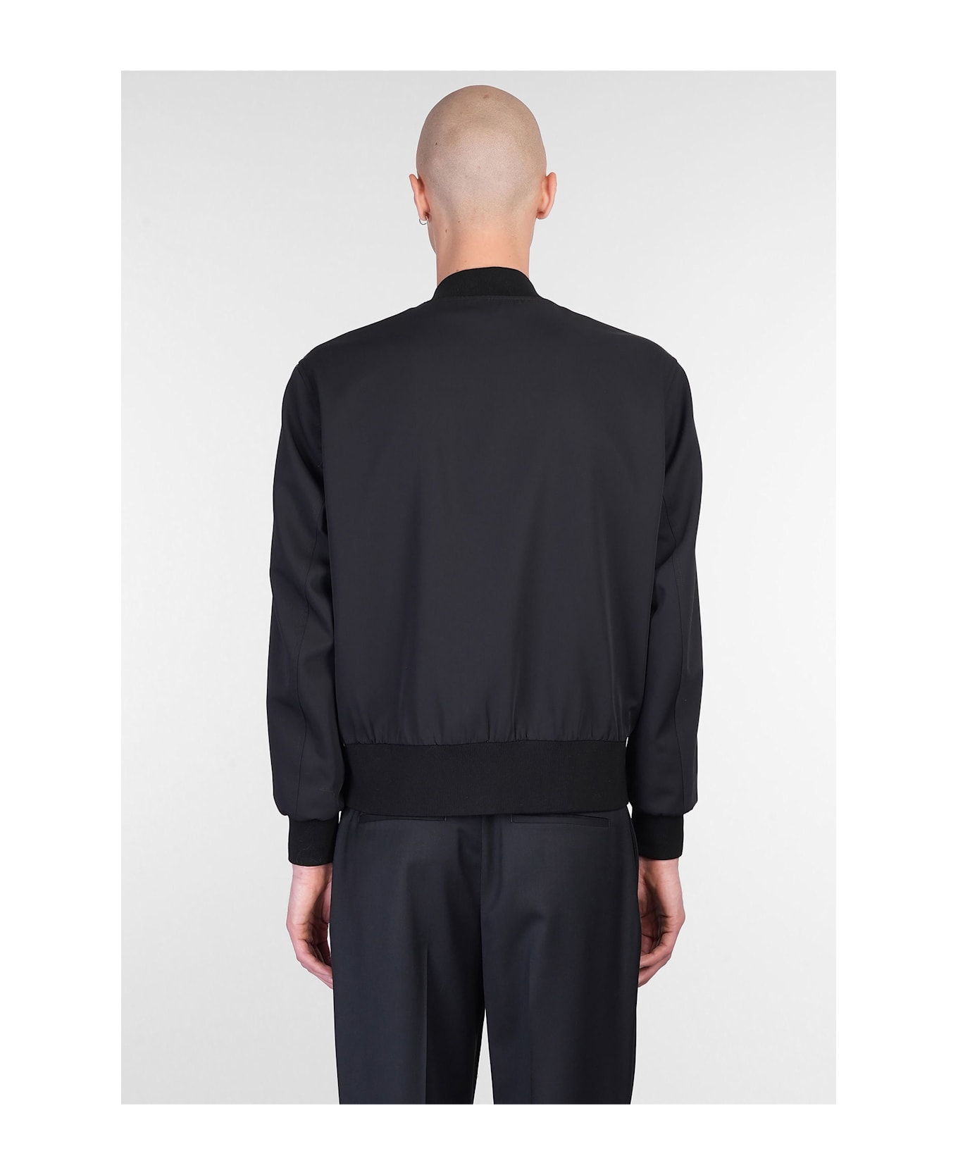 Lardini Bomber Jacket In Black Wool - black