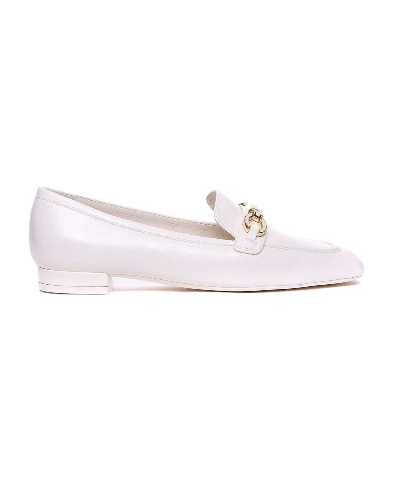 Stuart Weitzman Signature Square Leather Loafers - White
