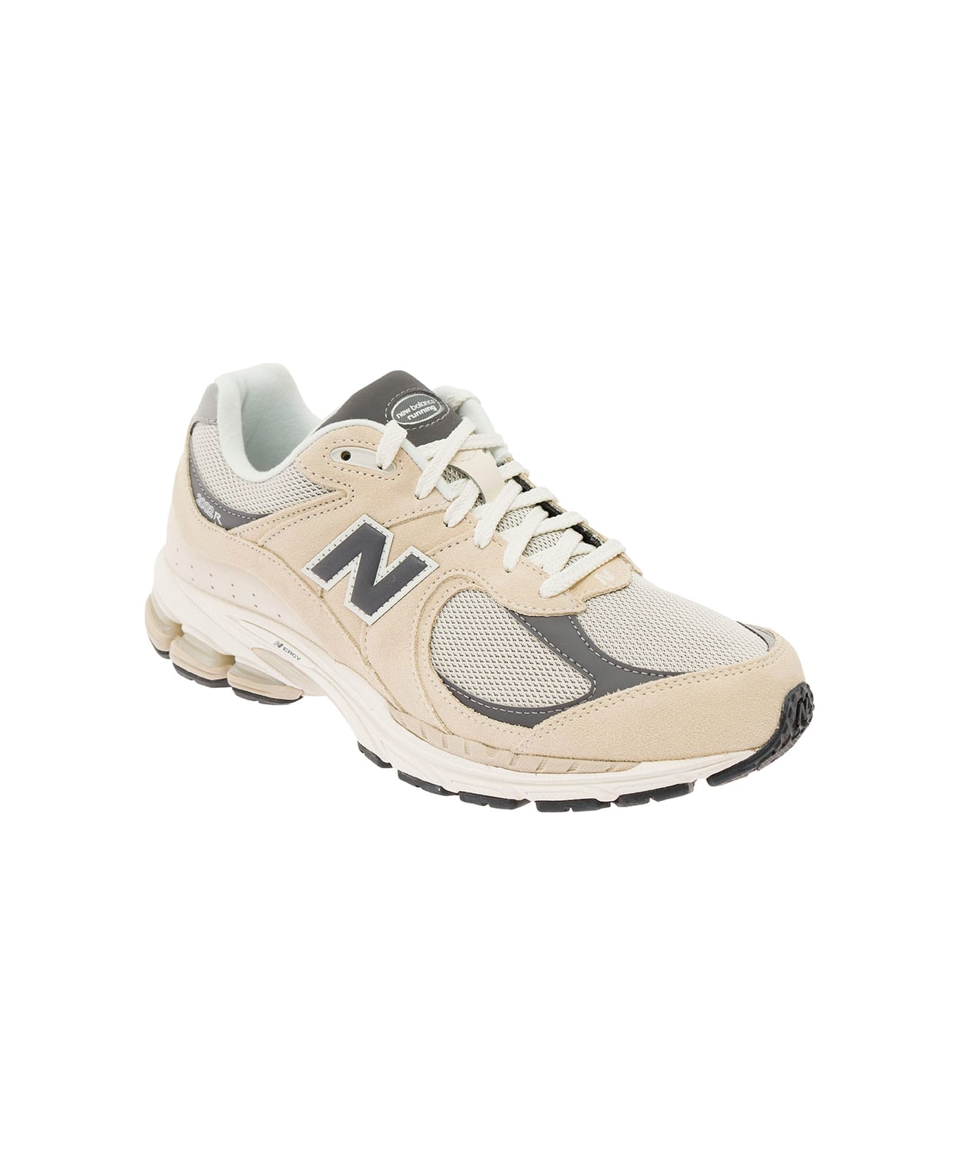 New Balance '2002' Beige Low Top Sneakers With Logo Detail In Suede And Fabric Man - Beige