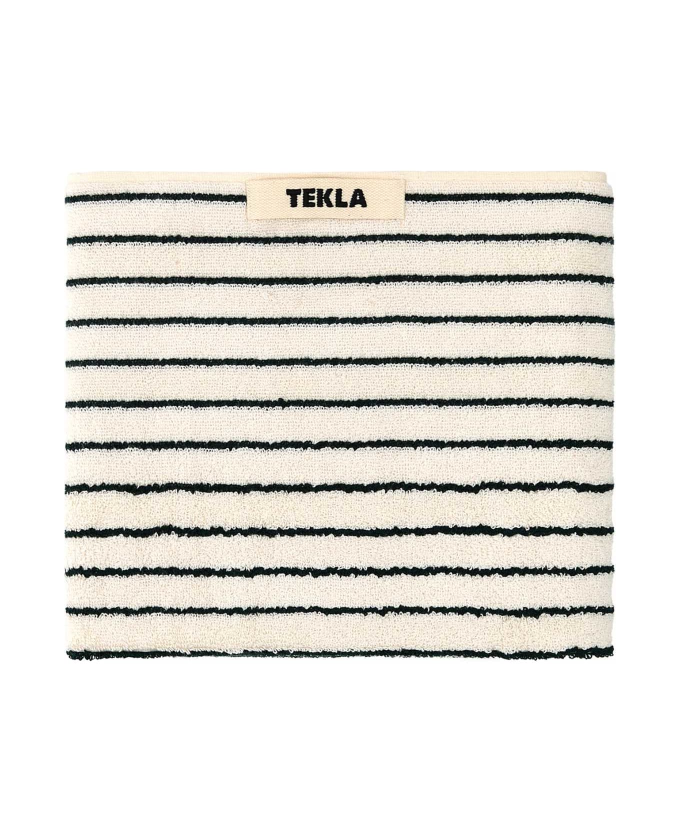 Tekla Embroidered Terry Towel - RACING GREEN STRIPES