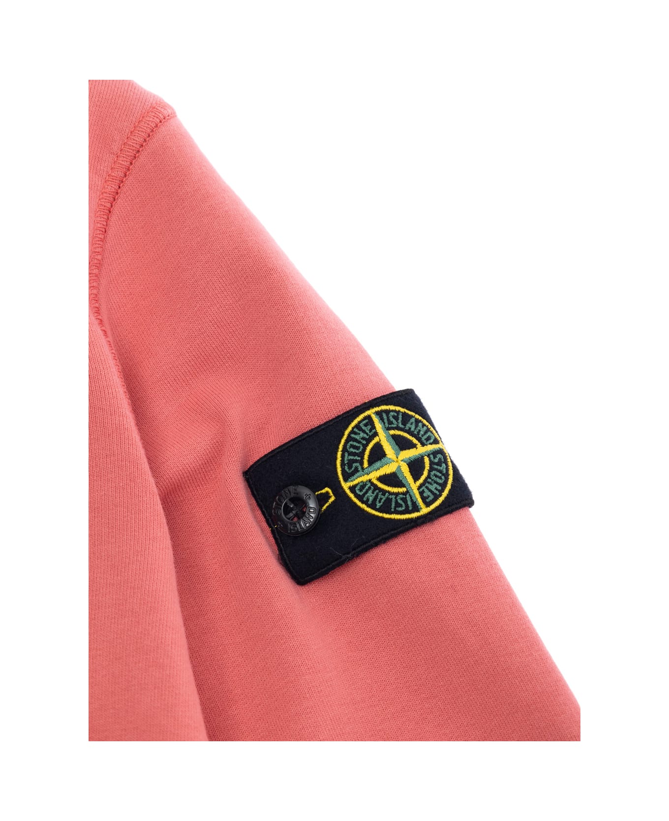 Stone Island Junior Red Crewneck Sweatshirt With Removable Compass Logo Applied On The Sleeve In Cotton Boy - Red