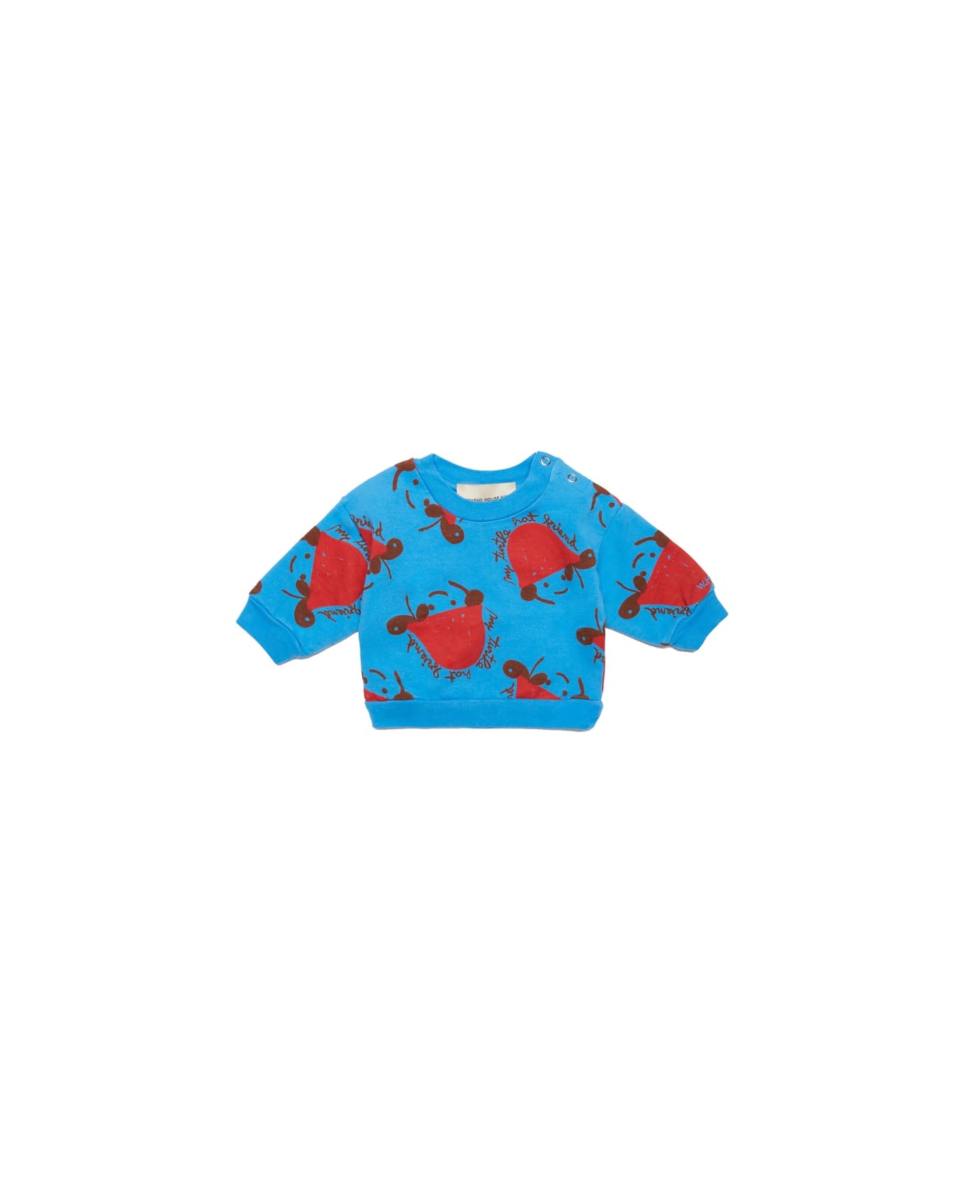 weekend house kids Turtle Hat Crewneck Sweatshirt - BLUE