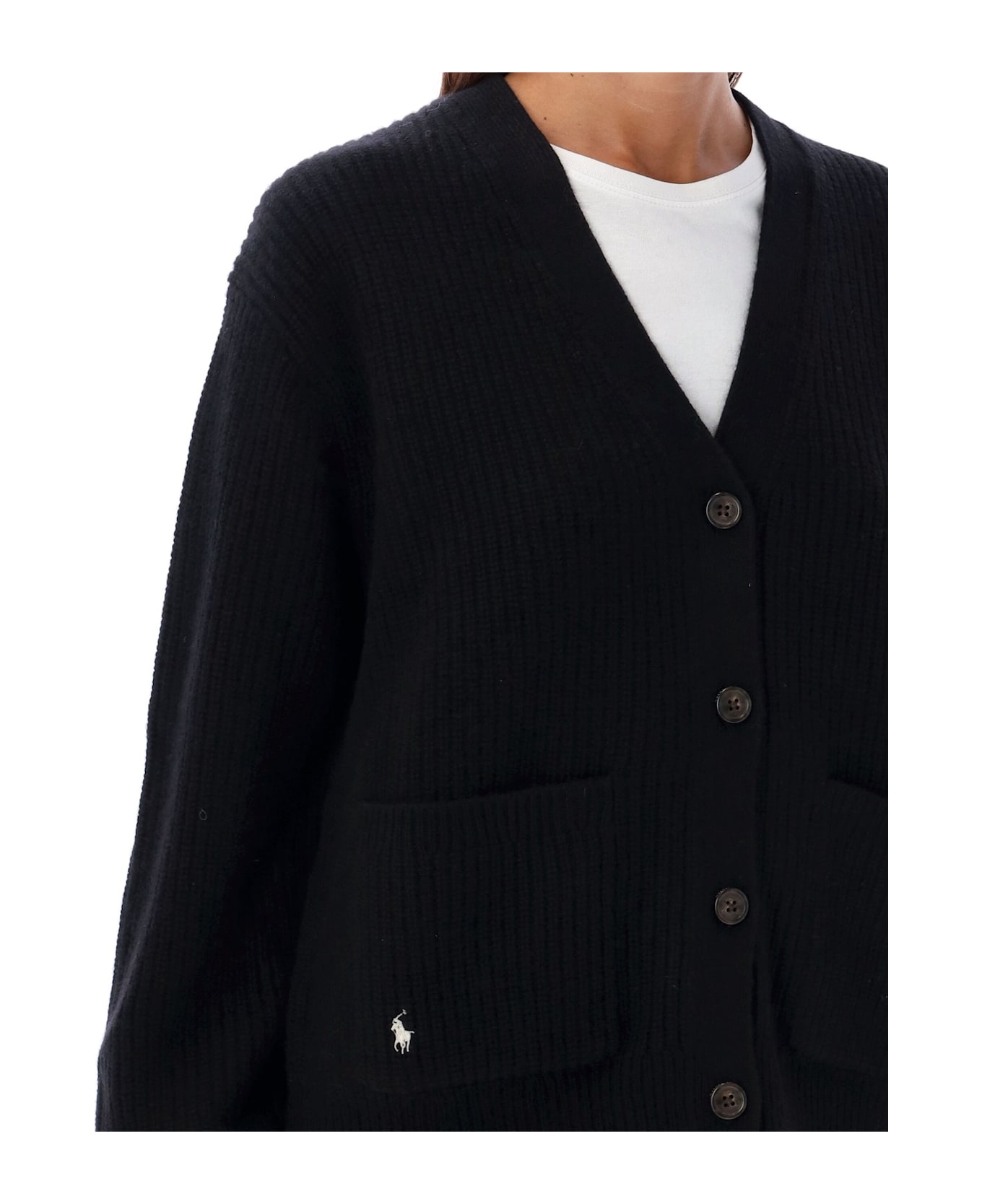 Polo Ralph Lauren V-neck Knitted Cardigan Polo Ralph Lauren - BLACK