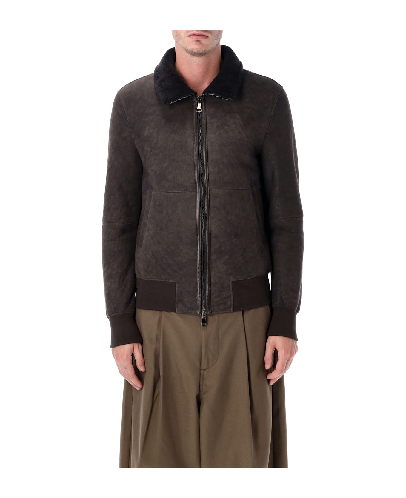 S.W.O.R.D 6.6.44 Sword 6.6.44 Brown Shearling Jacket With Fur Collar - VINTAGE MORO