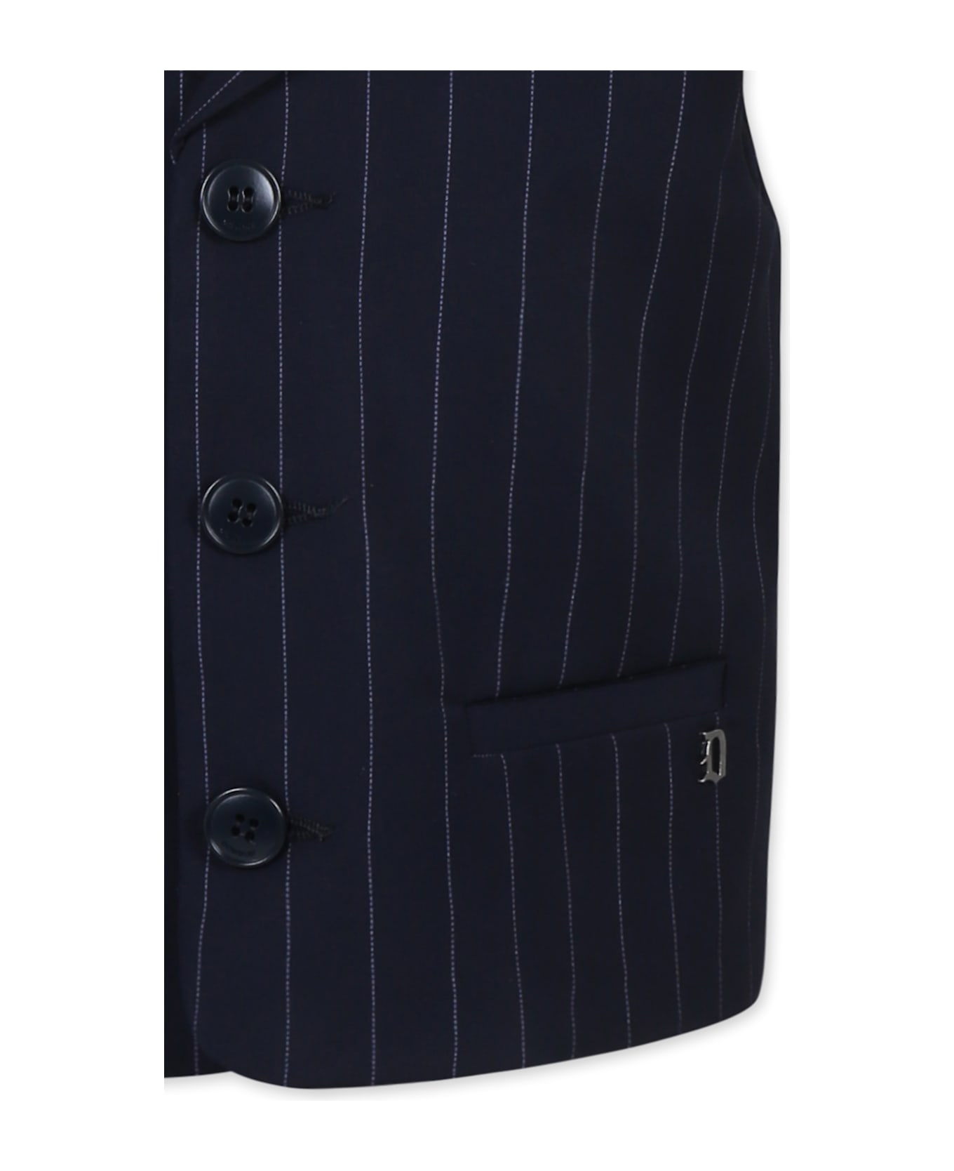 Dondup Blue Waistcoat For Boy With Logo - Blue