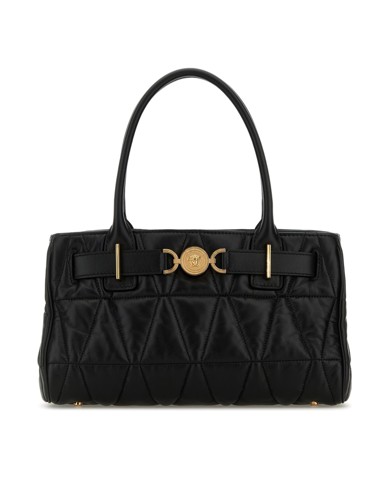 Versace Medium Tote Lamb Leather - BLACKVERSACEGOLD