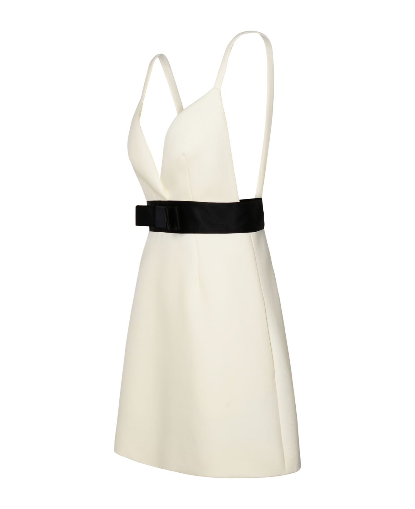 Dolce & Gabbana Short Dress With Shoulder Straps And Satin Belt - White ワンピース＆ドレス