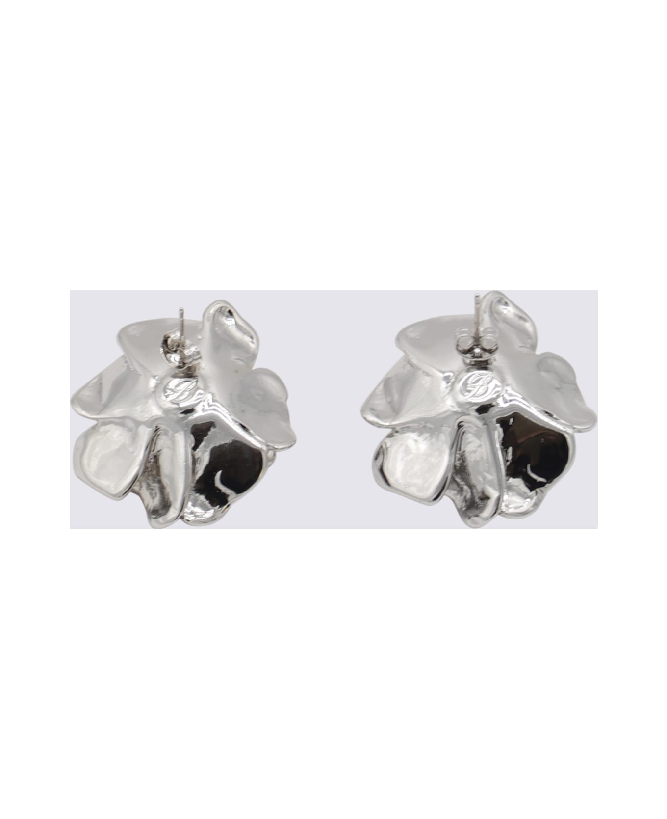 Blumarine Silver Metal Rose Earrings - NIKEL FREE イヤリング