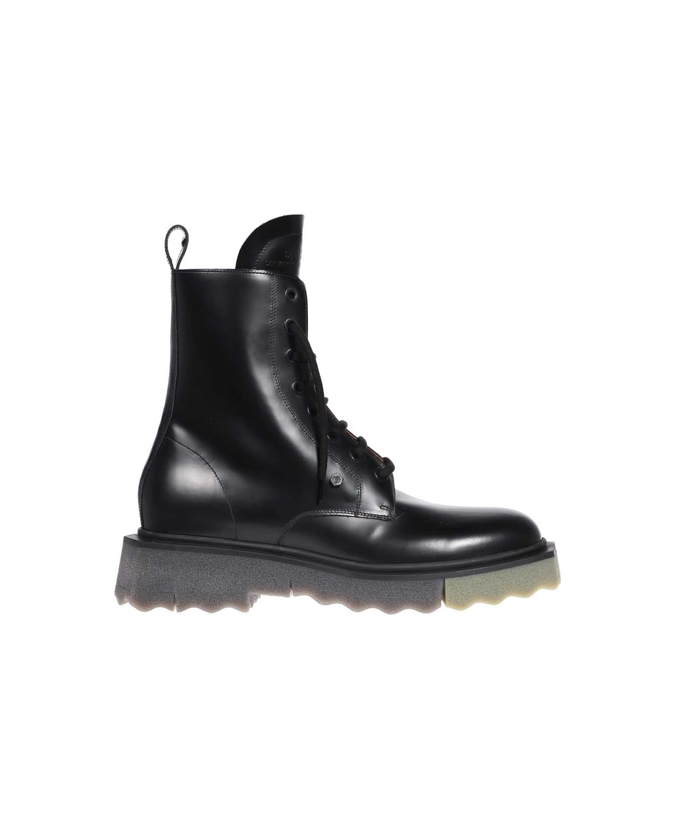 Off-White Leather Lace-up Boots - black