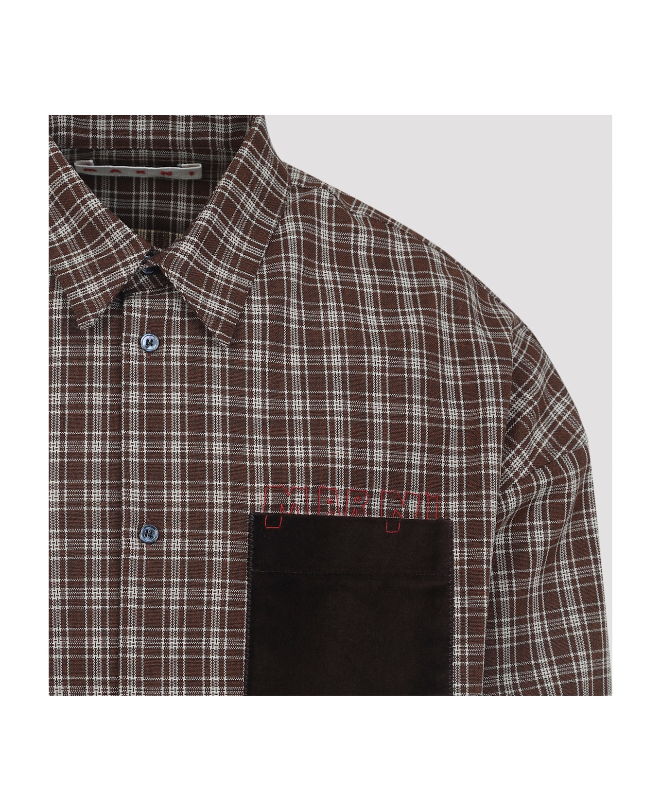 Marni Check Grain De Poudre Wool Shirt - Maroon