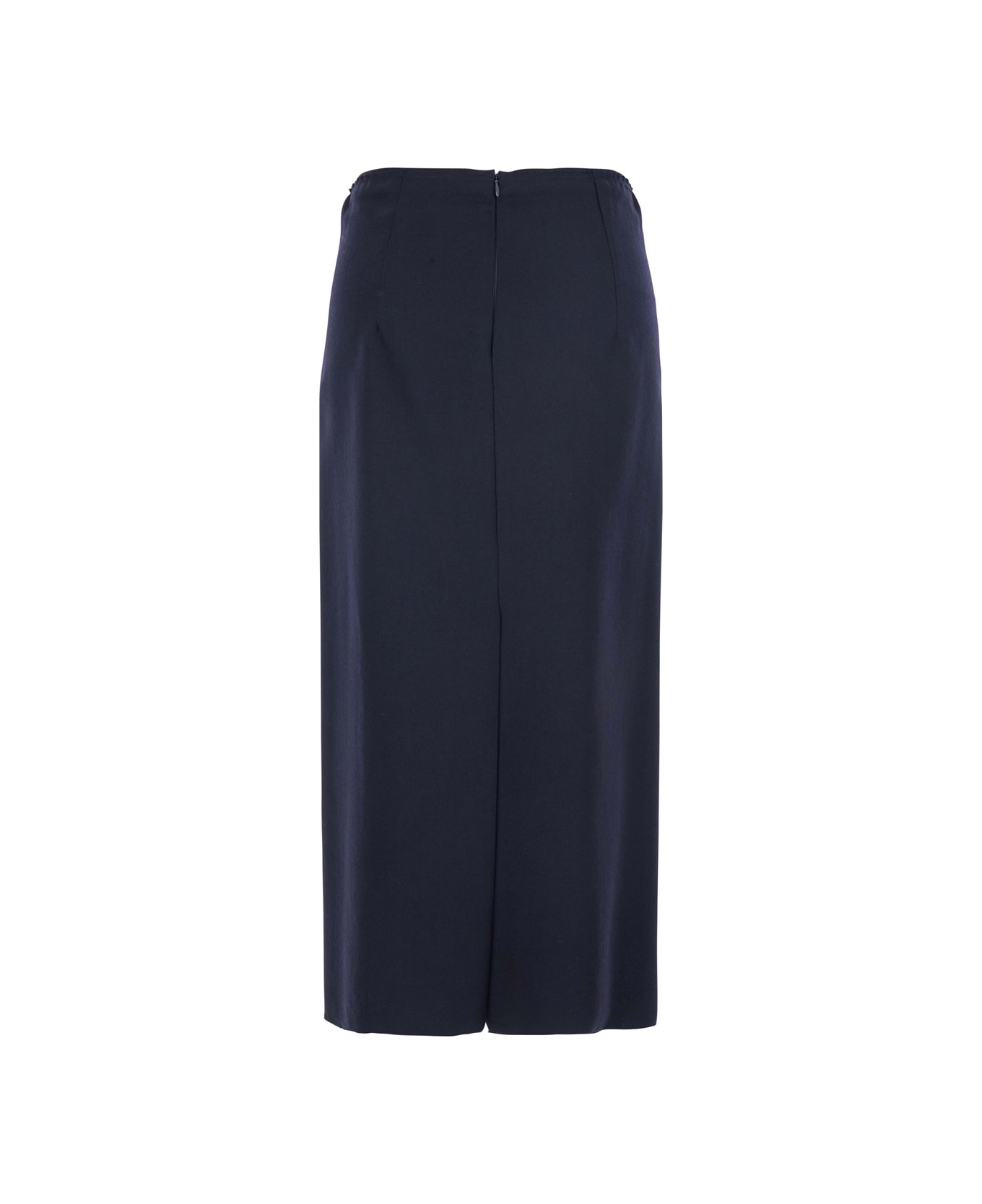 Mauro Grifoni Blue Skirt With Rear Single Slit And Rear Zip Closure In Fabric Woman - Blu