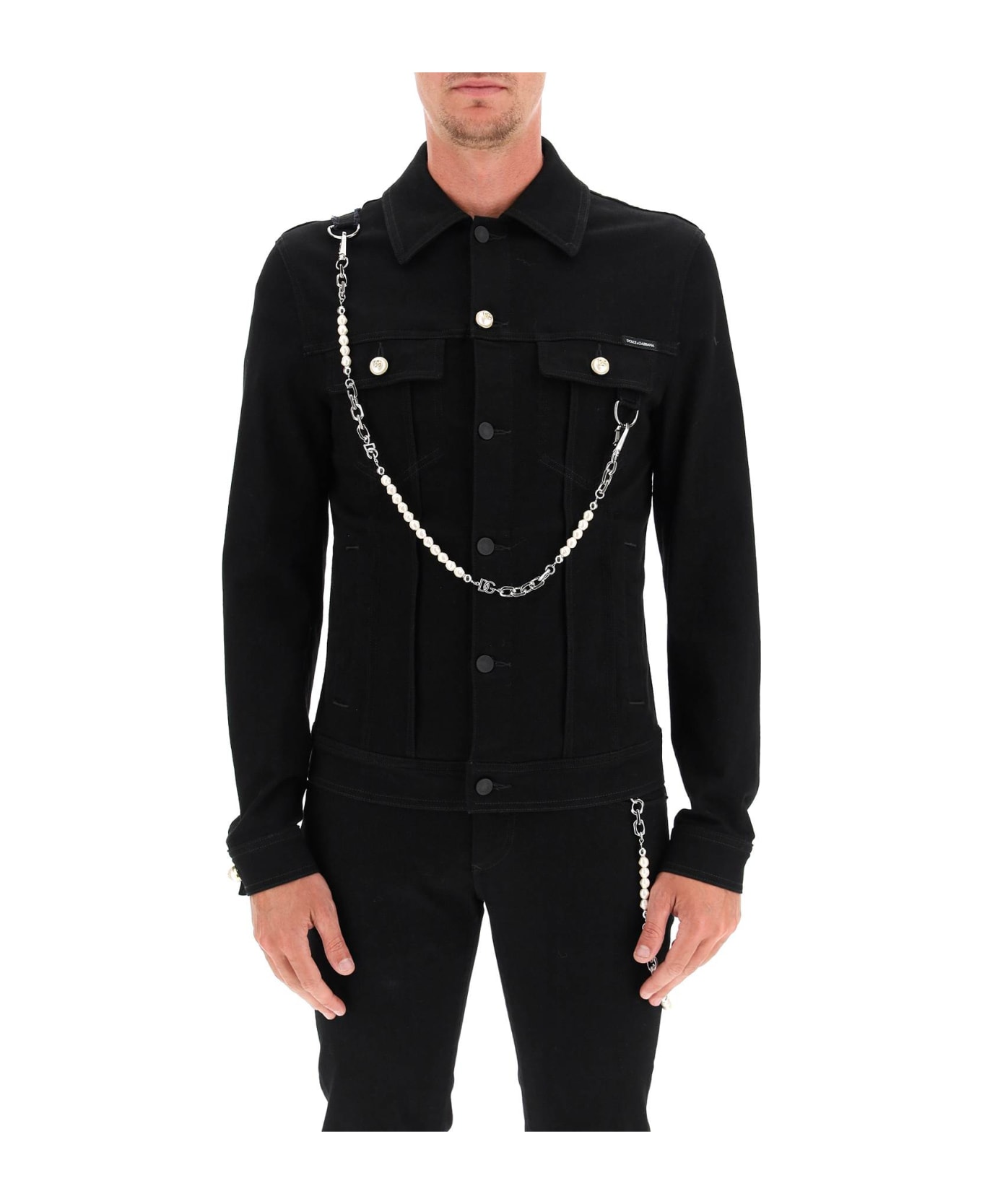 Dolce & Gabbana Denim Jacket With Keychain - VARIANTE ABBINATA (Black)