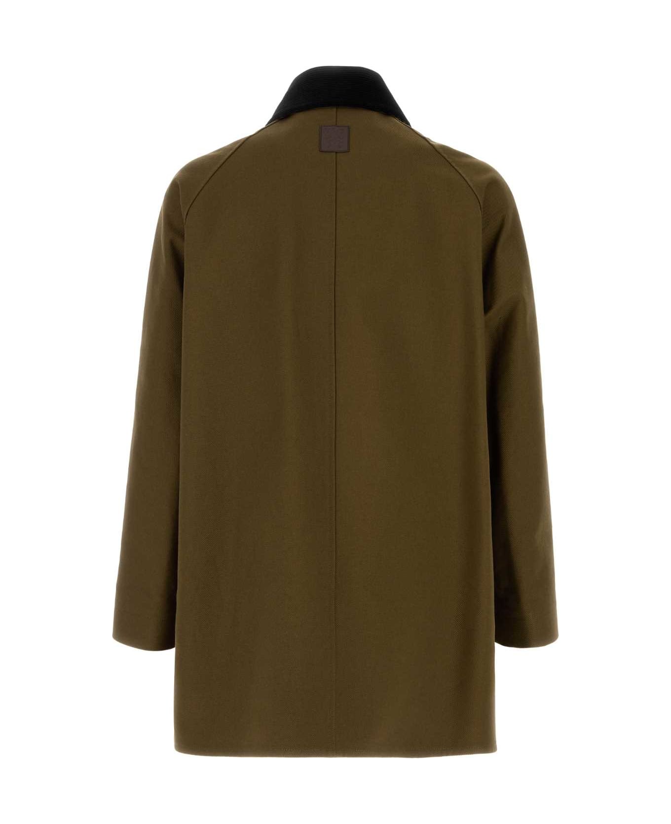 Loewe Khaki Cotton Overcoat - KHAKIGREEN