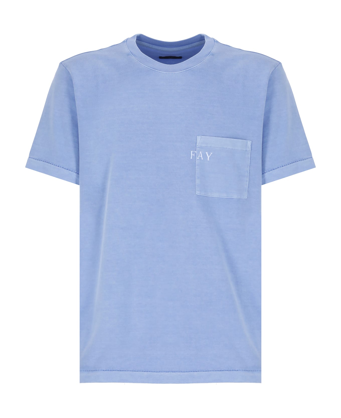Fay T-shirt With Logo - Light Blue