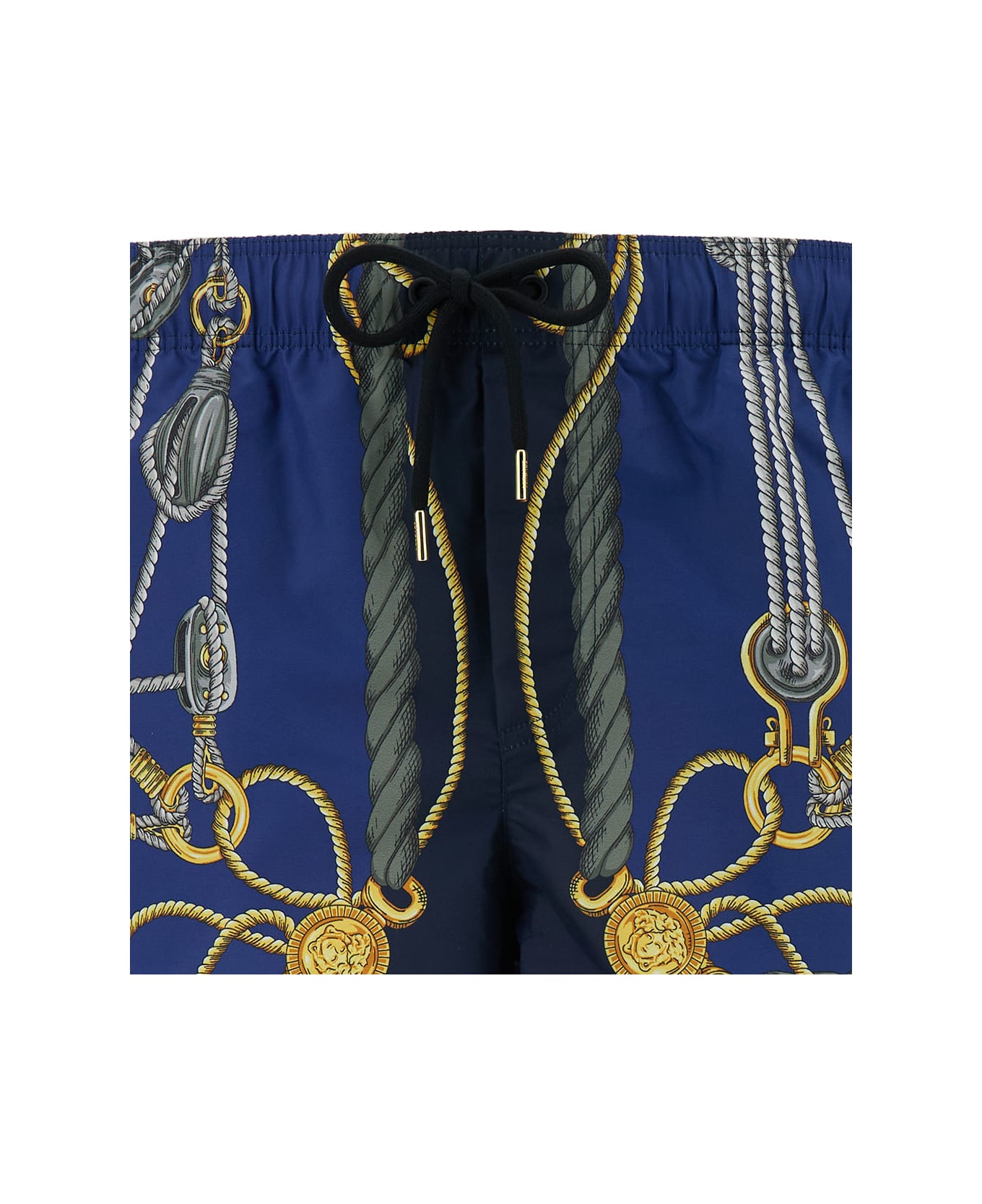 Versace 'nautical' Blue Smiwsuit Trunks With Barocco Motif In Tech Fabric Man - Blu 水着