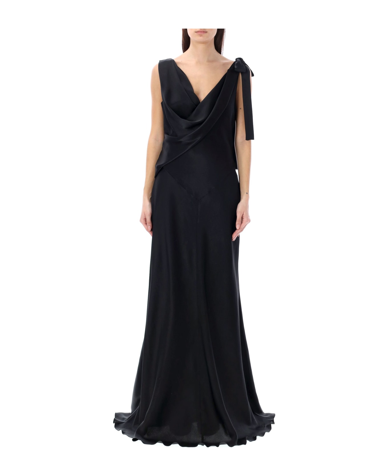 Alberta Ferretti Draped Long Dress - BLACK