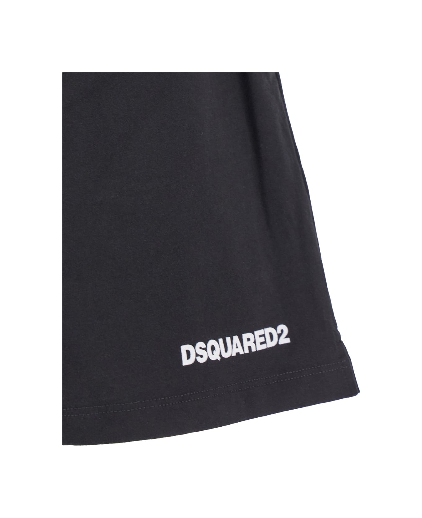 Dsquared2 Black Bermuda With Elastic Waist And Drawstring And Logo On The Front In Cotton Man - Black