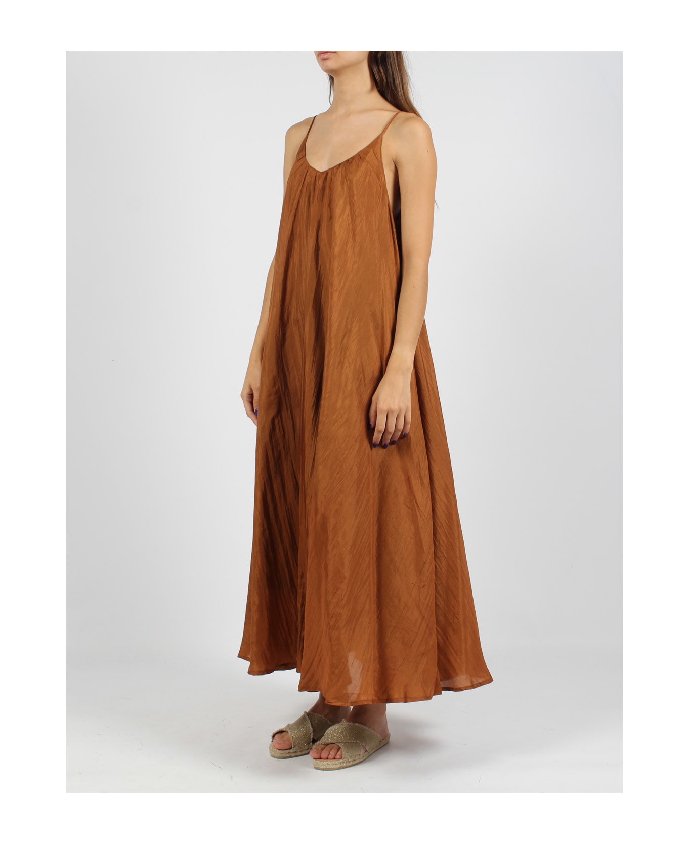 The Rose Ibiza Silk Long Dress - Brown